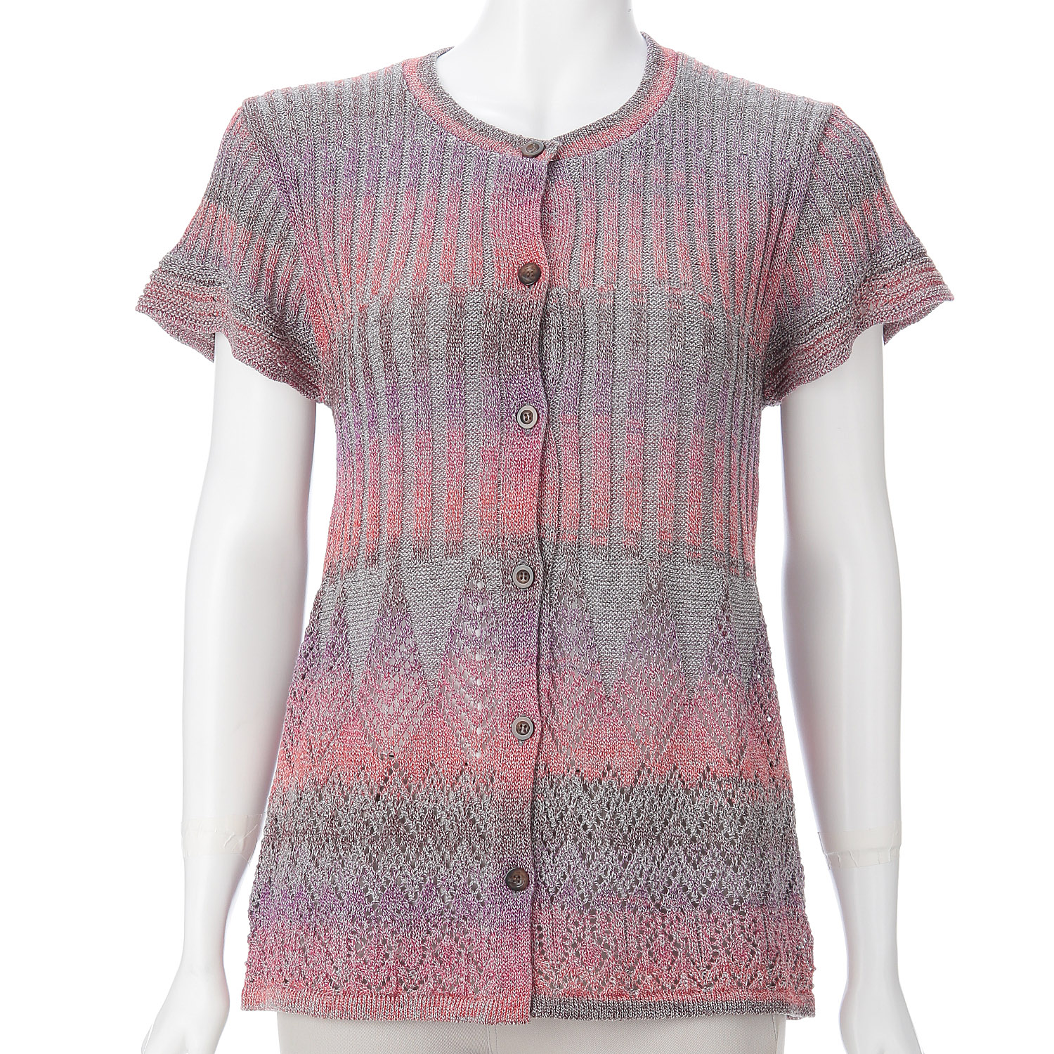 絣ダイヤ柄前開きベスト - 画像4