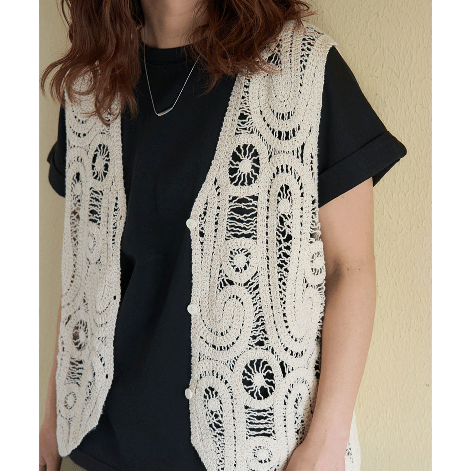 CUBE SUGAR レースVネックベスト - 画像2