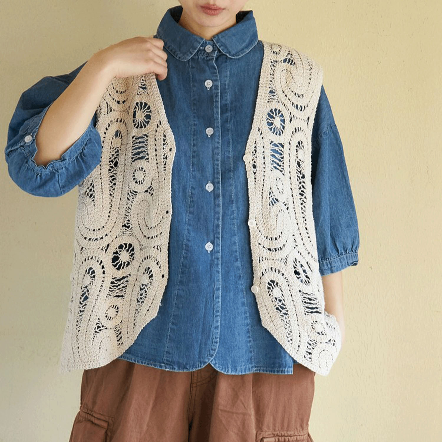 CUBE SUGAR レースVネックベスト - 画像7