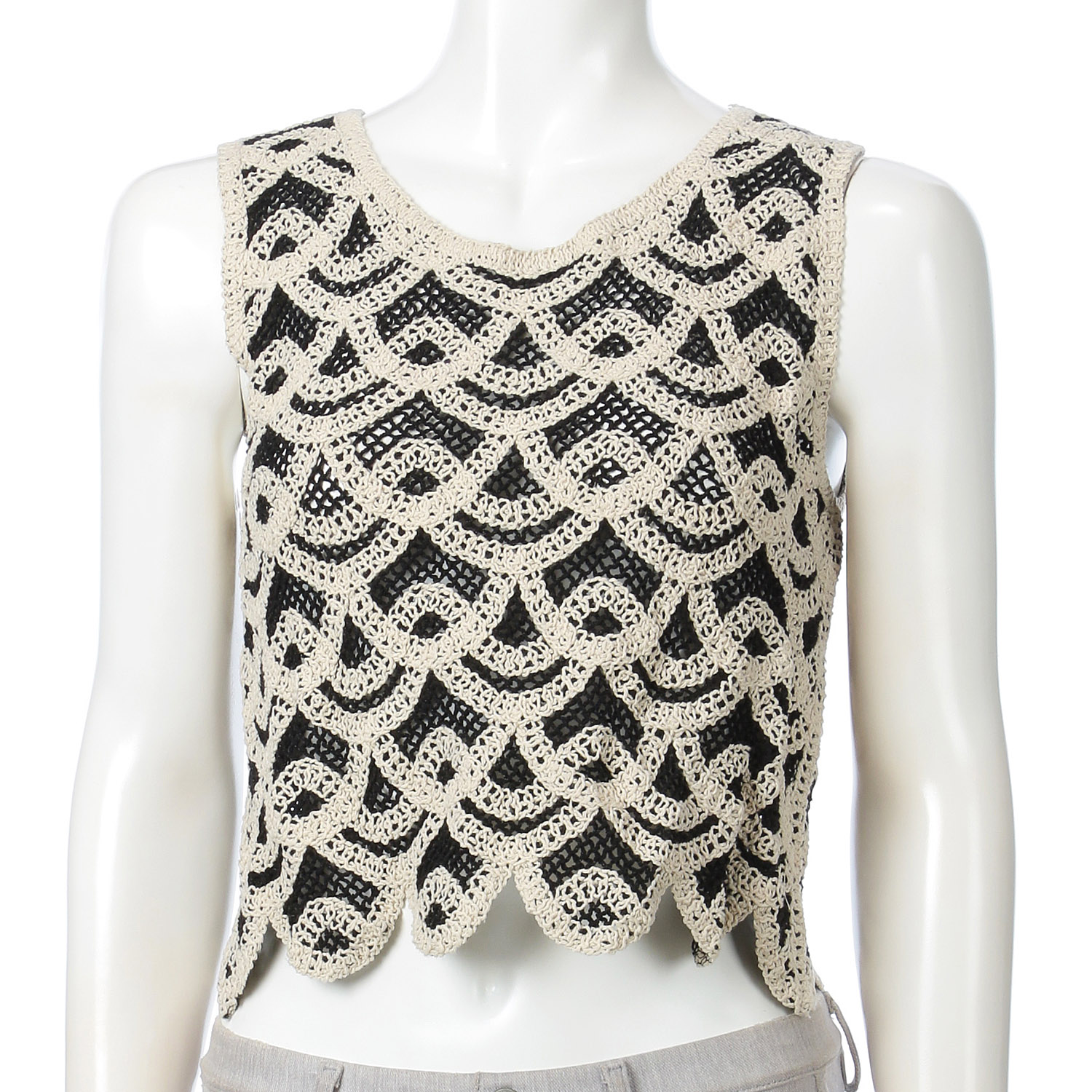 VERITE クロシェ風ニットベスト - 画像3