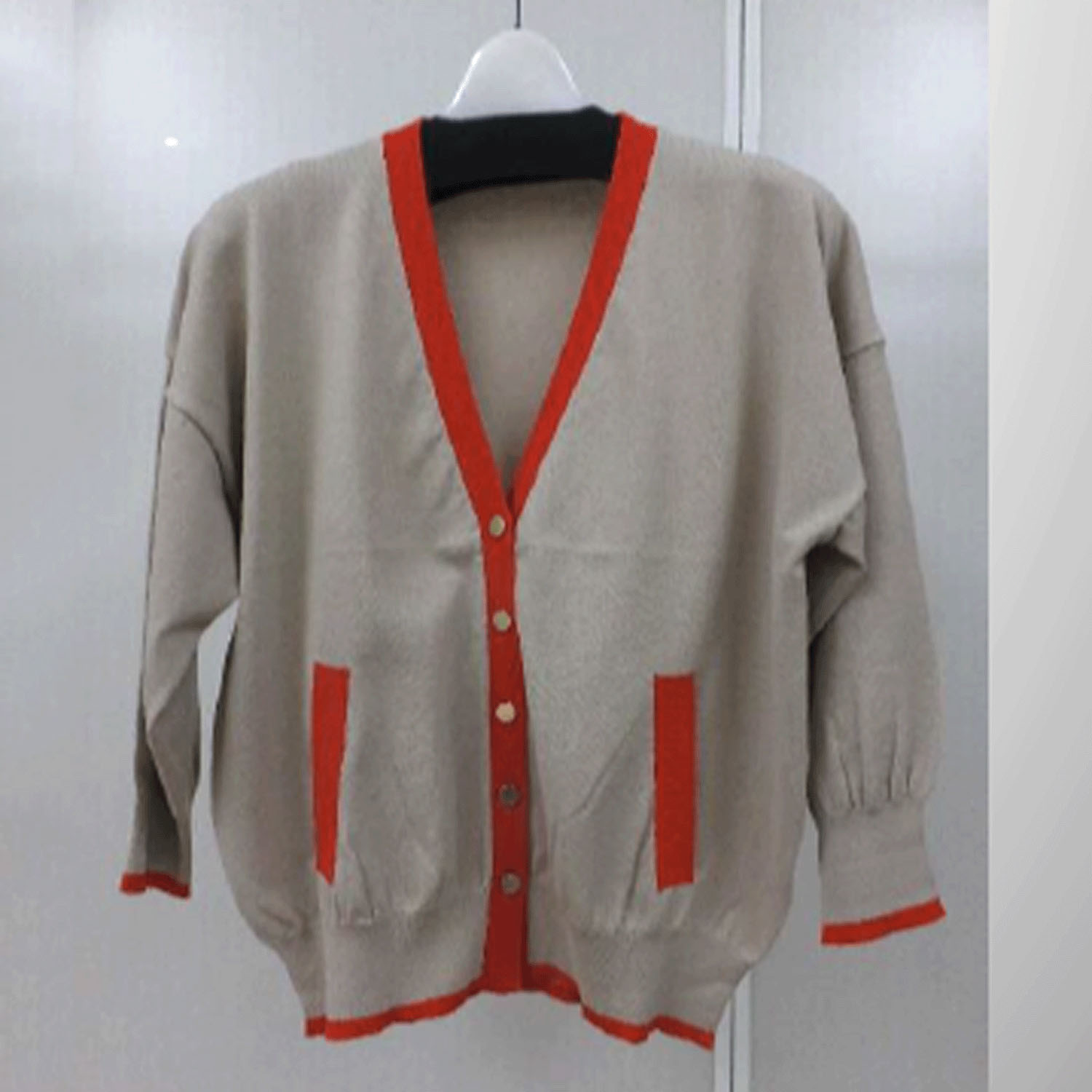 配色カーディガン - 画像1