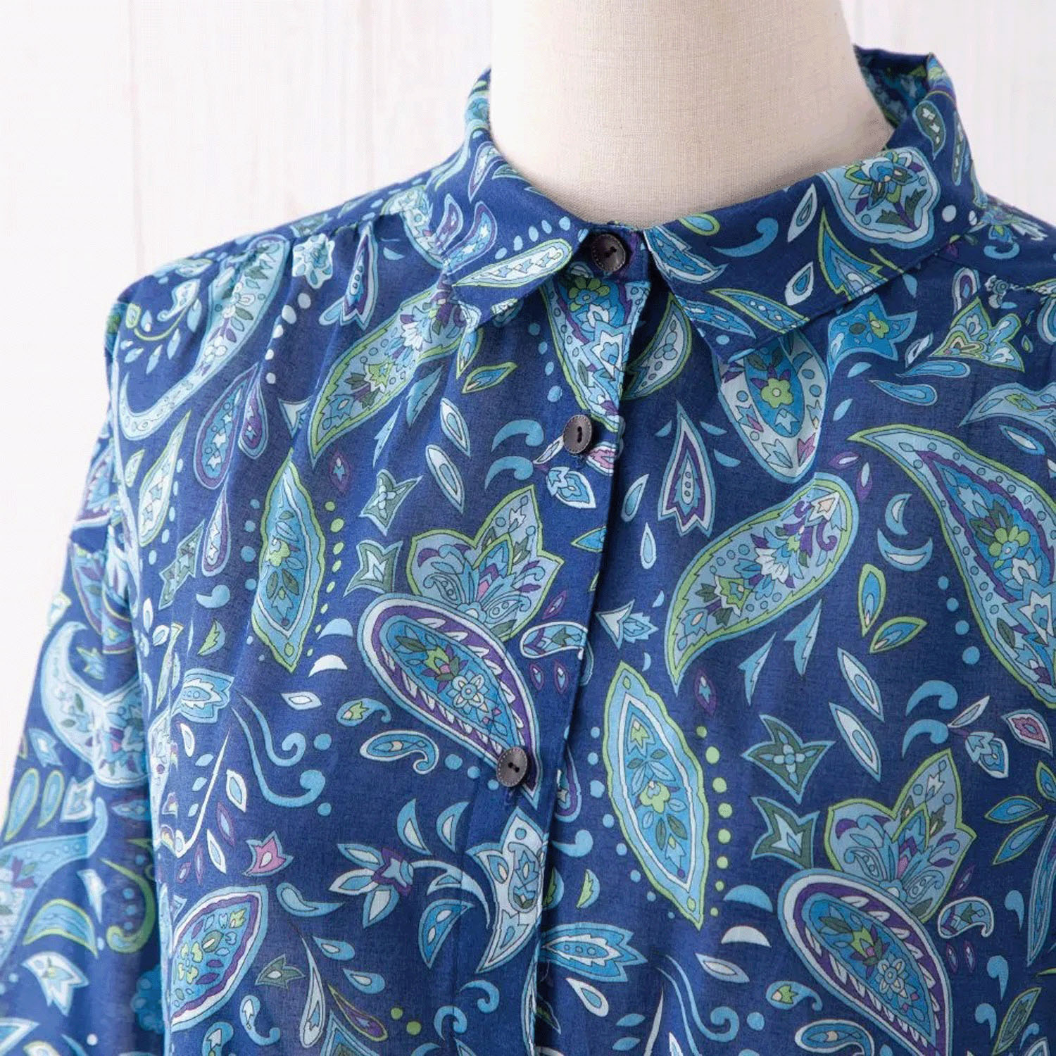 【ETONET限定】シルクロード シャツカラーヨーク切替ギャザーチュニック - 画像5