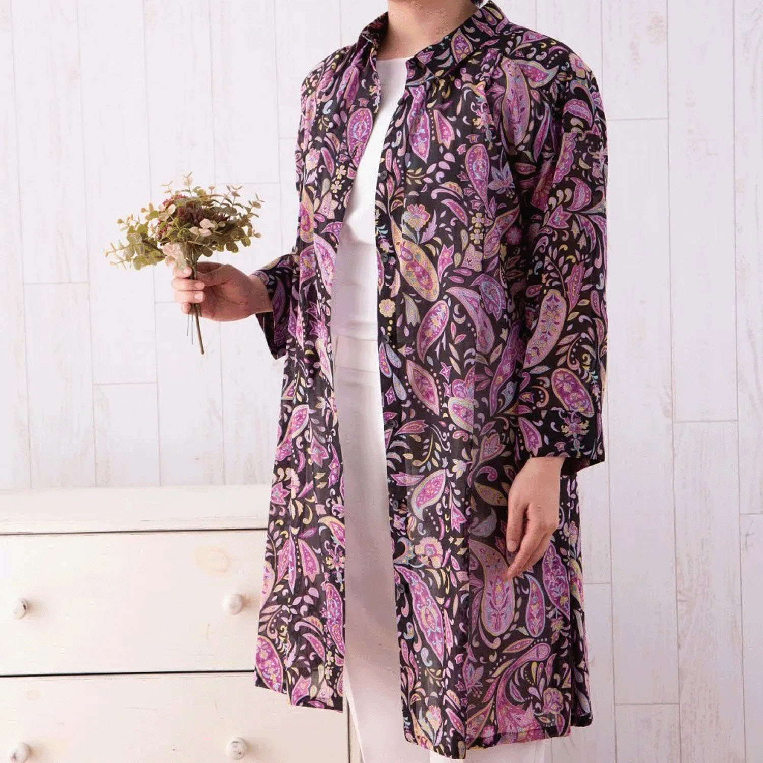 【ETONET限定】シルクロード シャツカラーヨーク切替ギャザーチュニック - 画像7