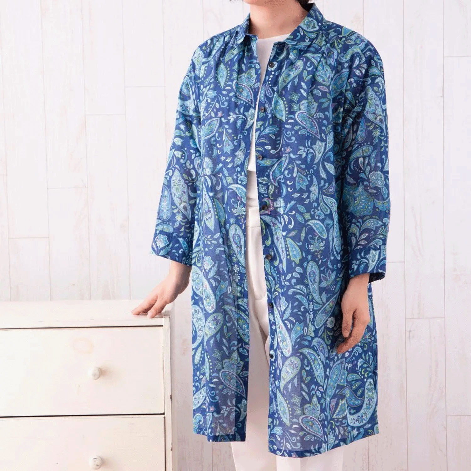 【ETONET限定】シルクロード シャツカラーヨーク切替ギャザーチュニック - 画像8