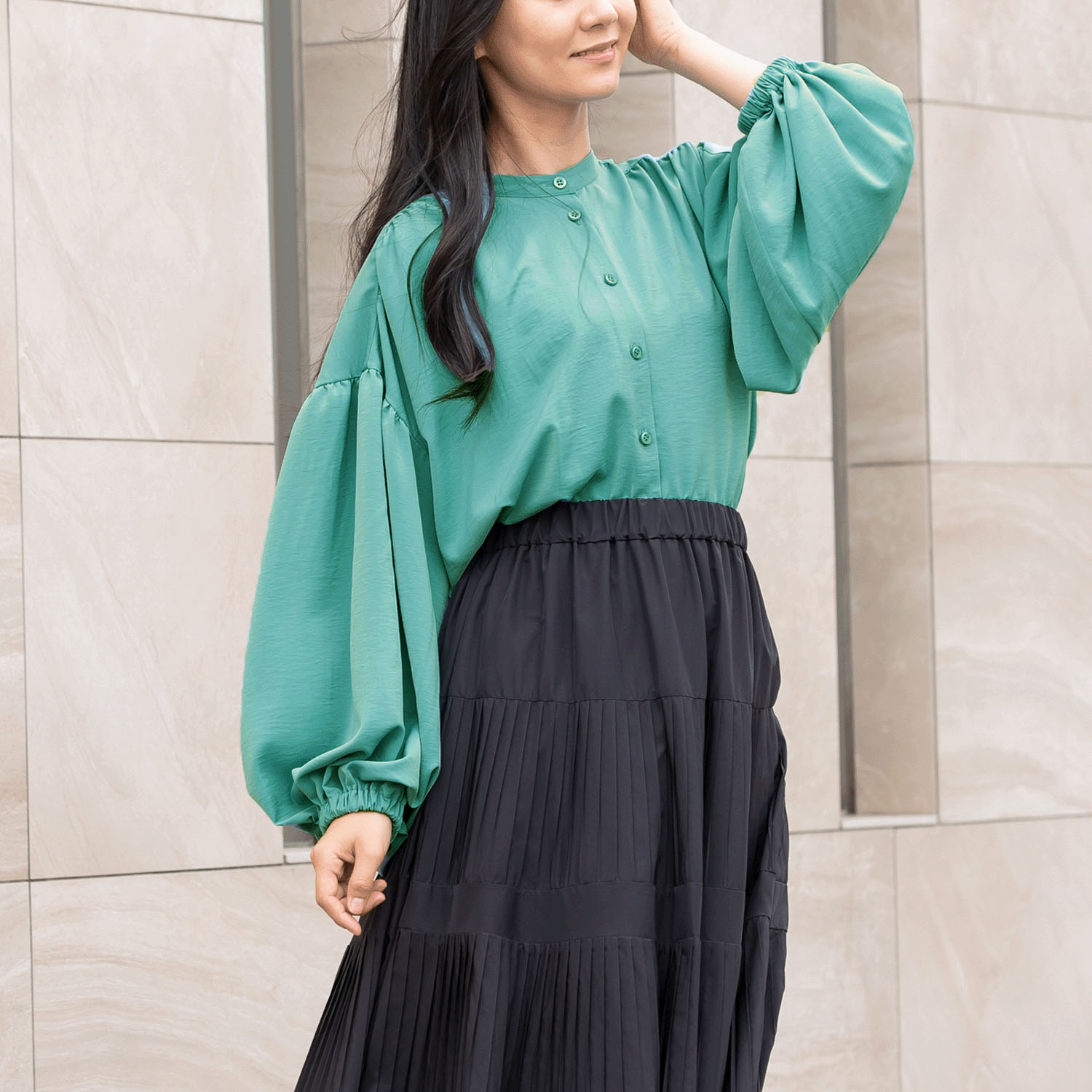 【＋me】ボリューム袖ギャザーブラウス - 画像4