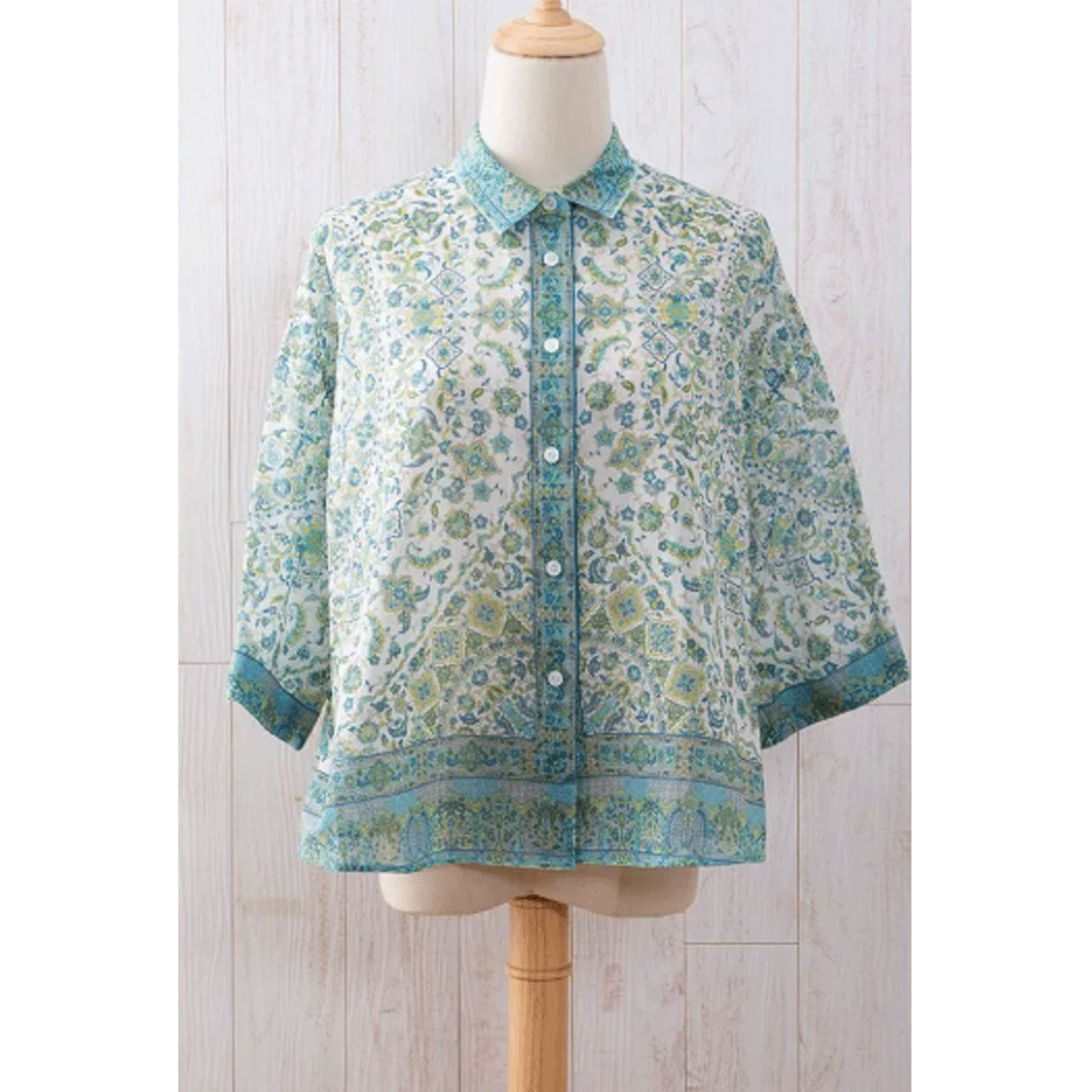 【ETONET限定】シルクロード 袖山タックシャツブラウス コンスタンティノープル - 画像11