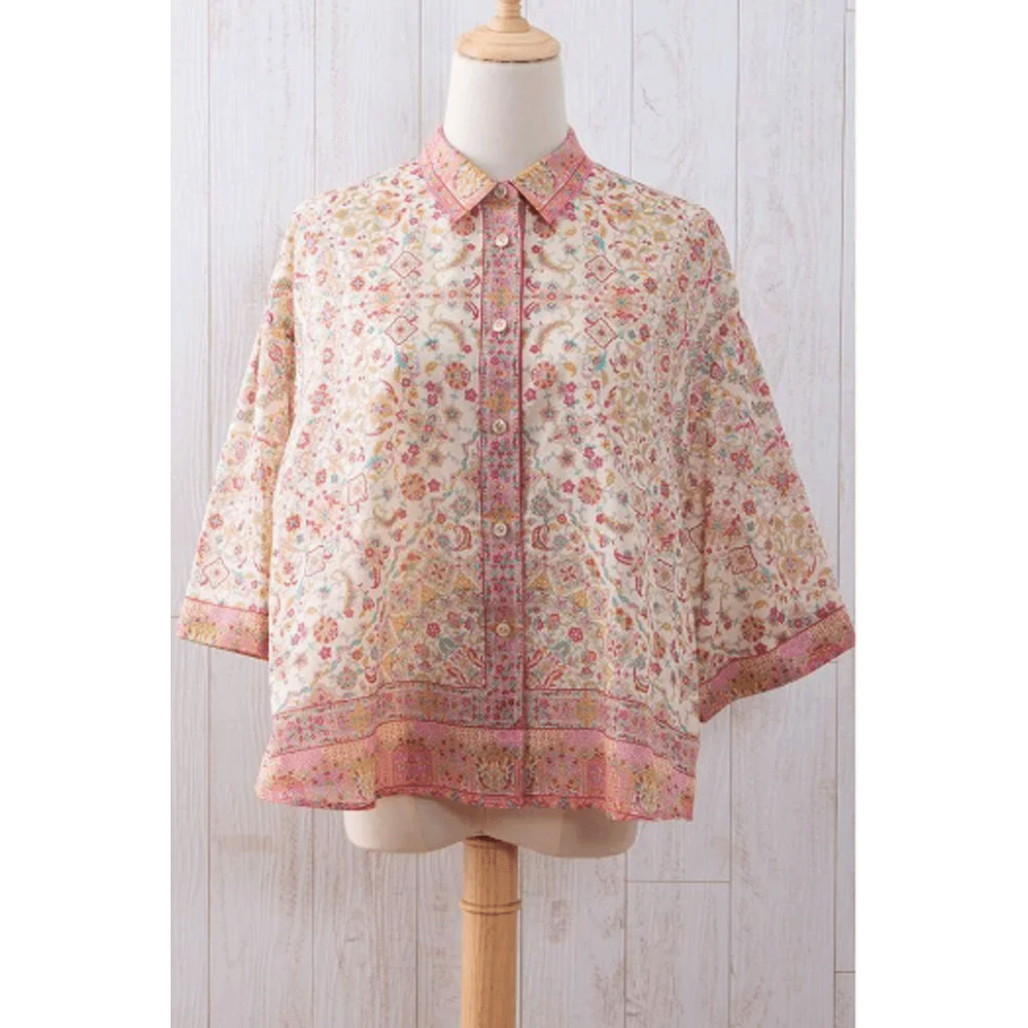 【ETONET限定】シルクロード 袖山タックシャツブラウス コンスタンティノープル - 画像4