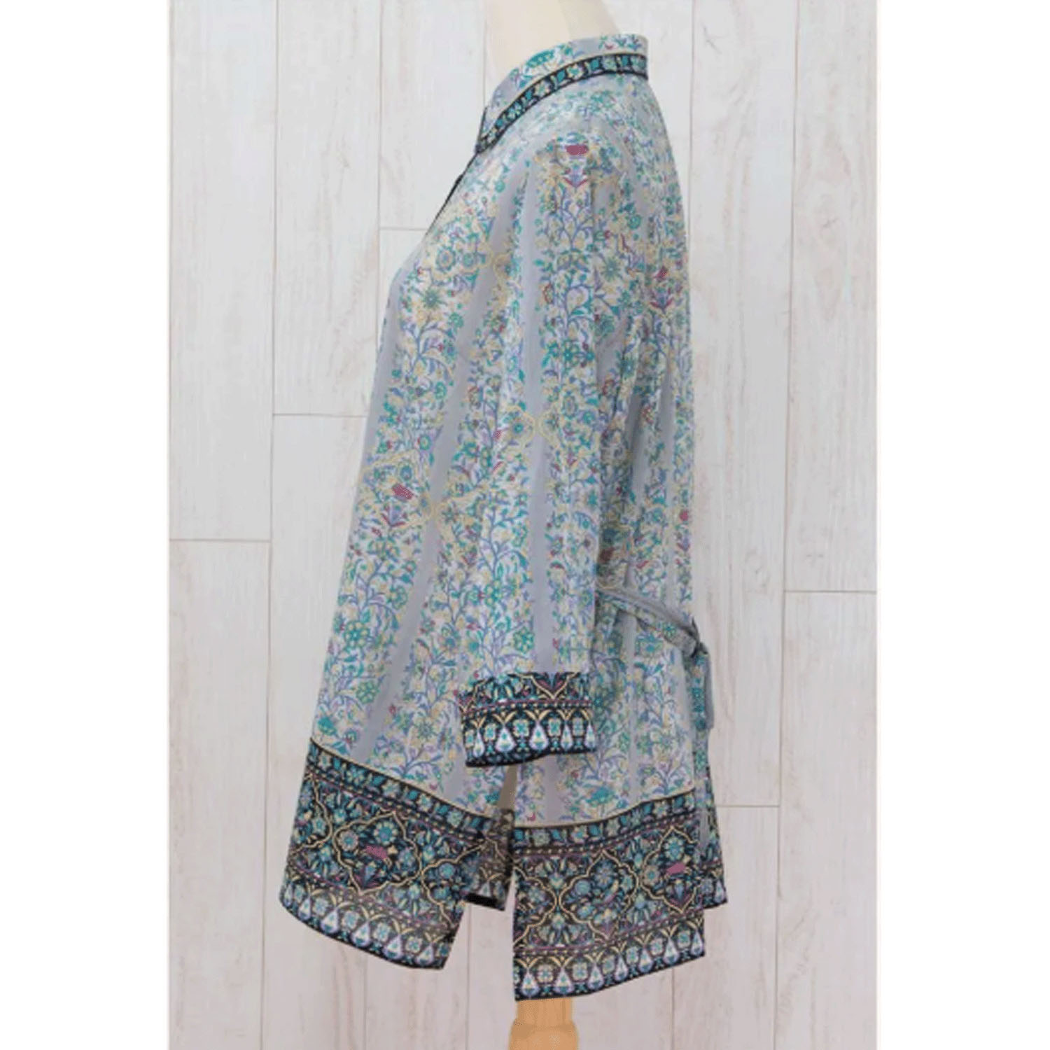 【ETONET限定】シルクロード シャツ襟八分袖チュニックブラウス ブルサ - 画像4