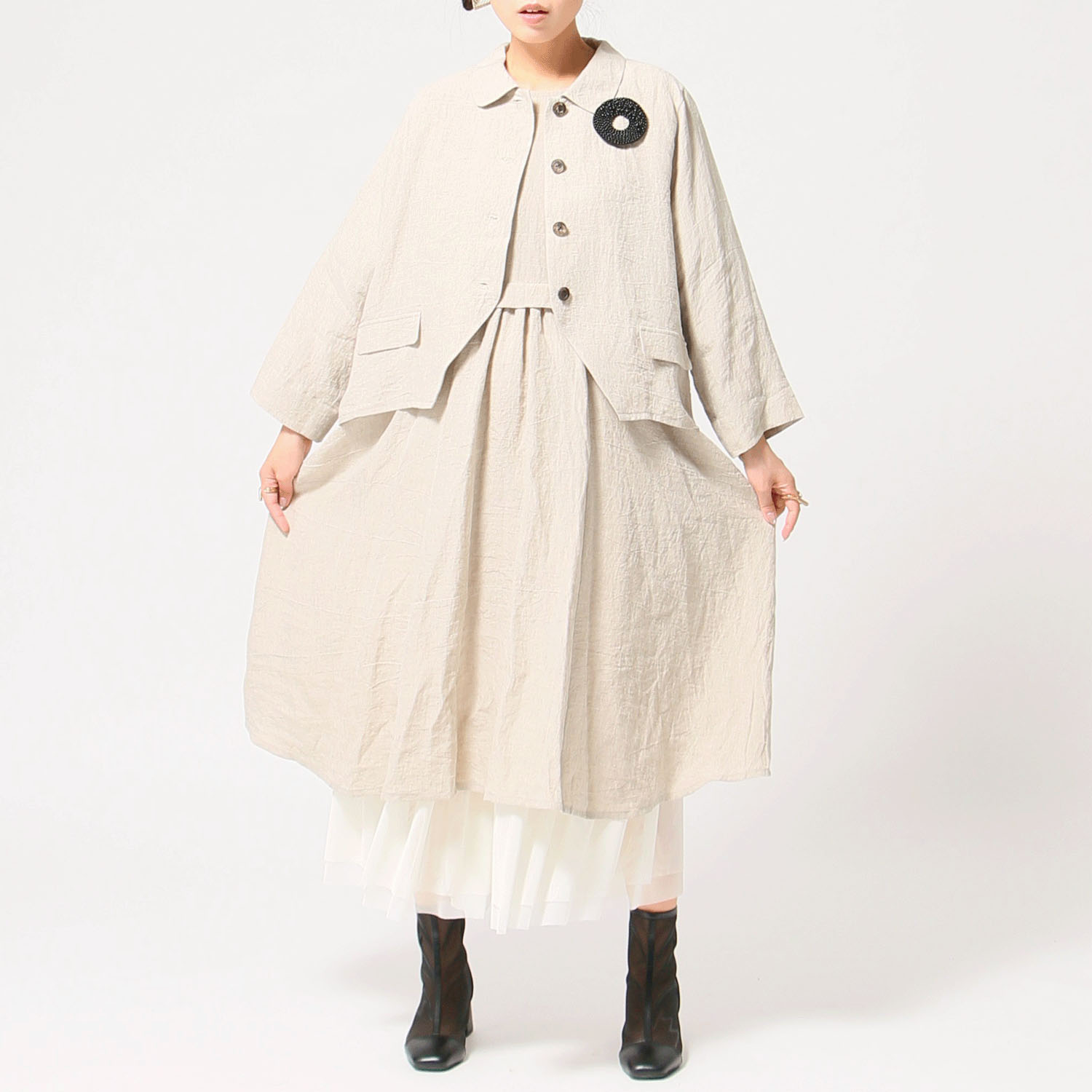 jalan jalan 東炊きリネンワンピース - 画像2