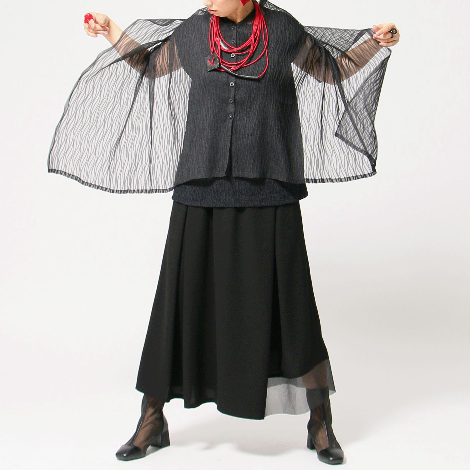 jalan jalan KUROオーガンジーブラウス - 画像4