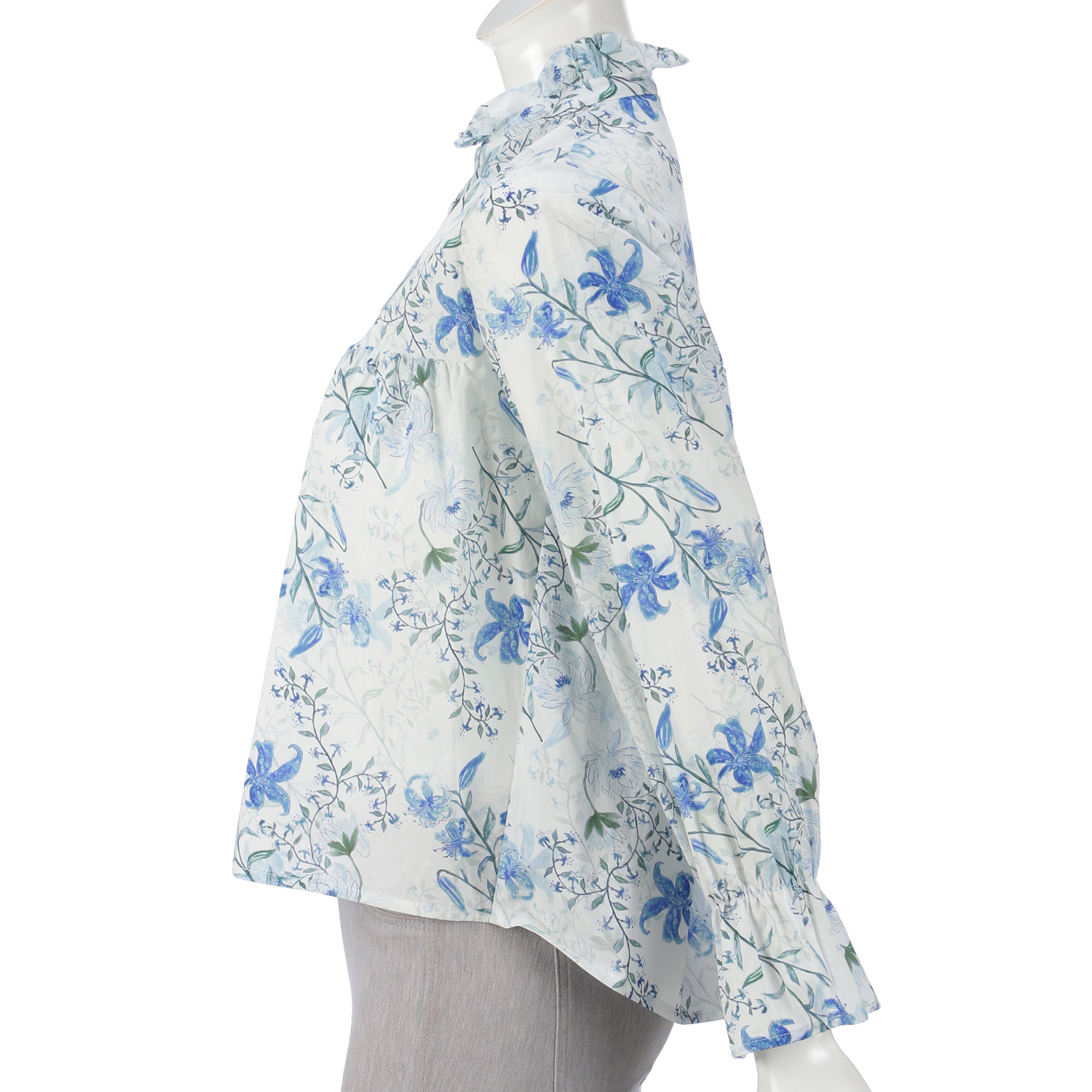 LAPIS ROUGE ボタニカルプリント大ブラウス - 画像4