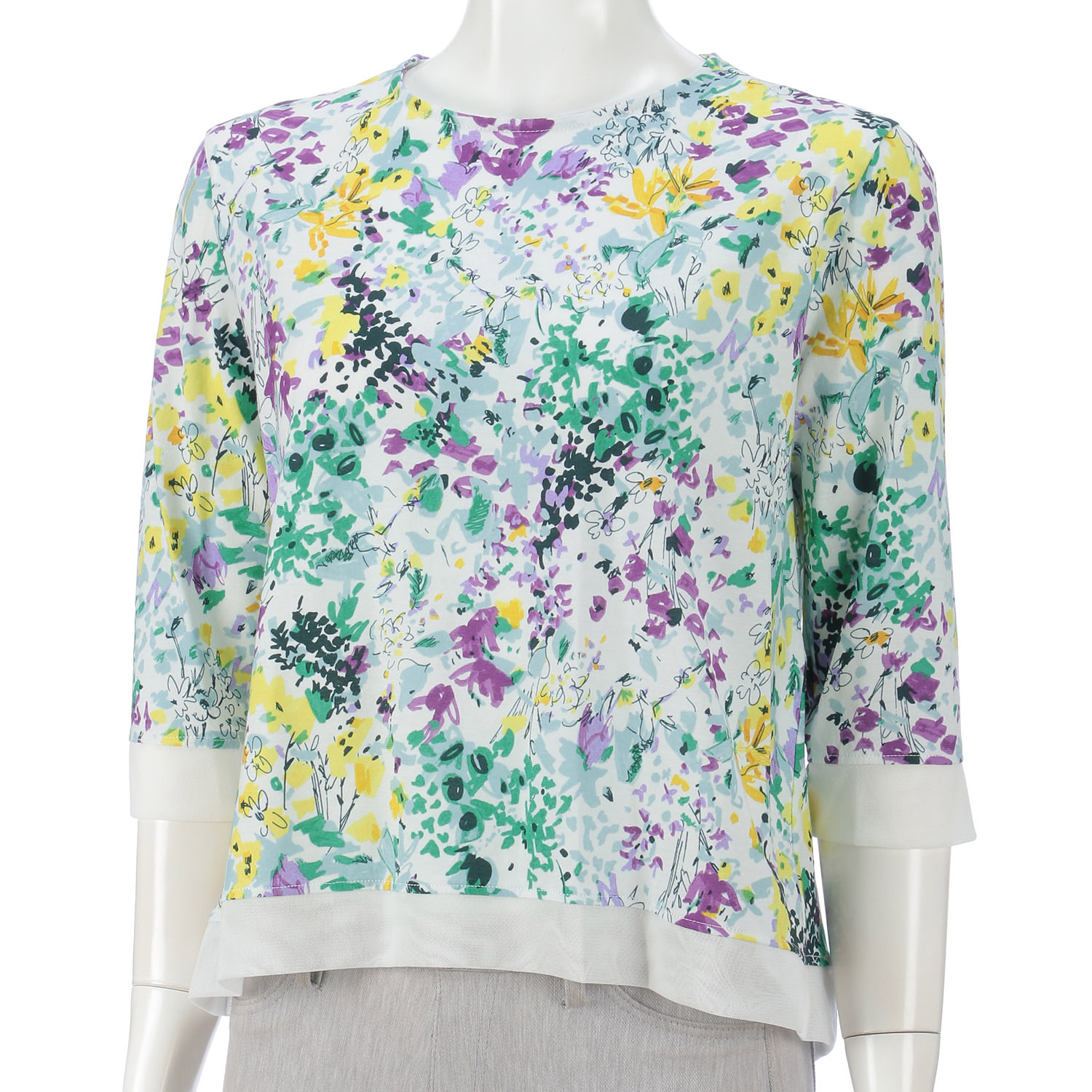 LAPIS ROUGE チュール切替水彩柄プルオーバー - 画像2