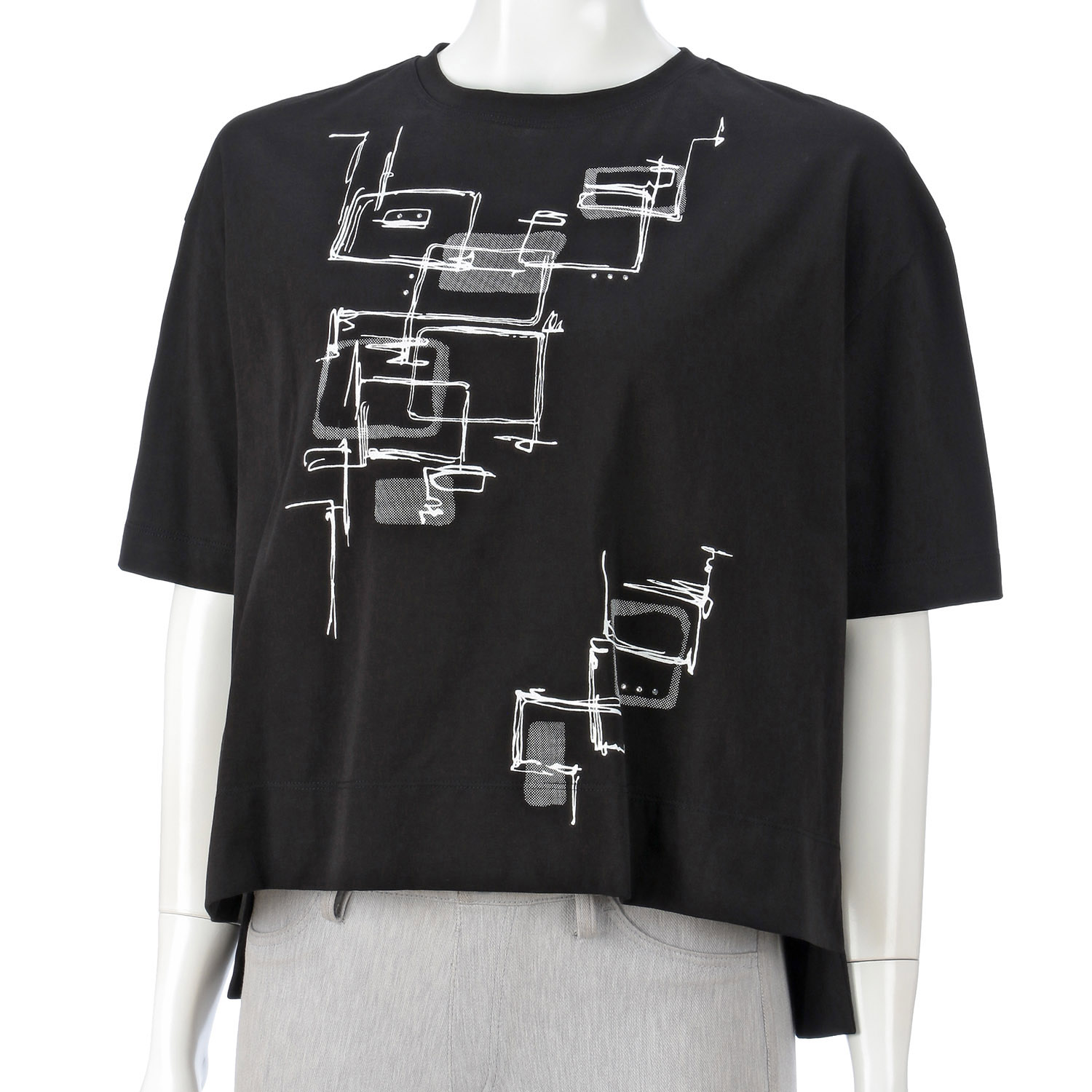 LAPIS ROUGE 幾何柄二次加工プルオーバー - 画像3