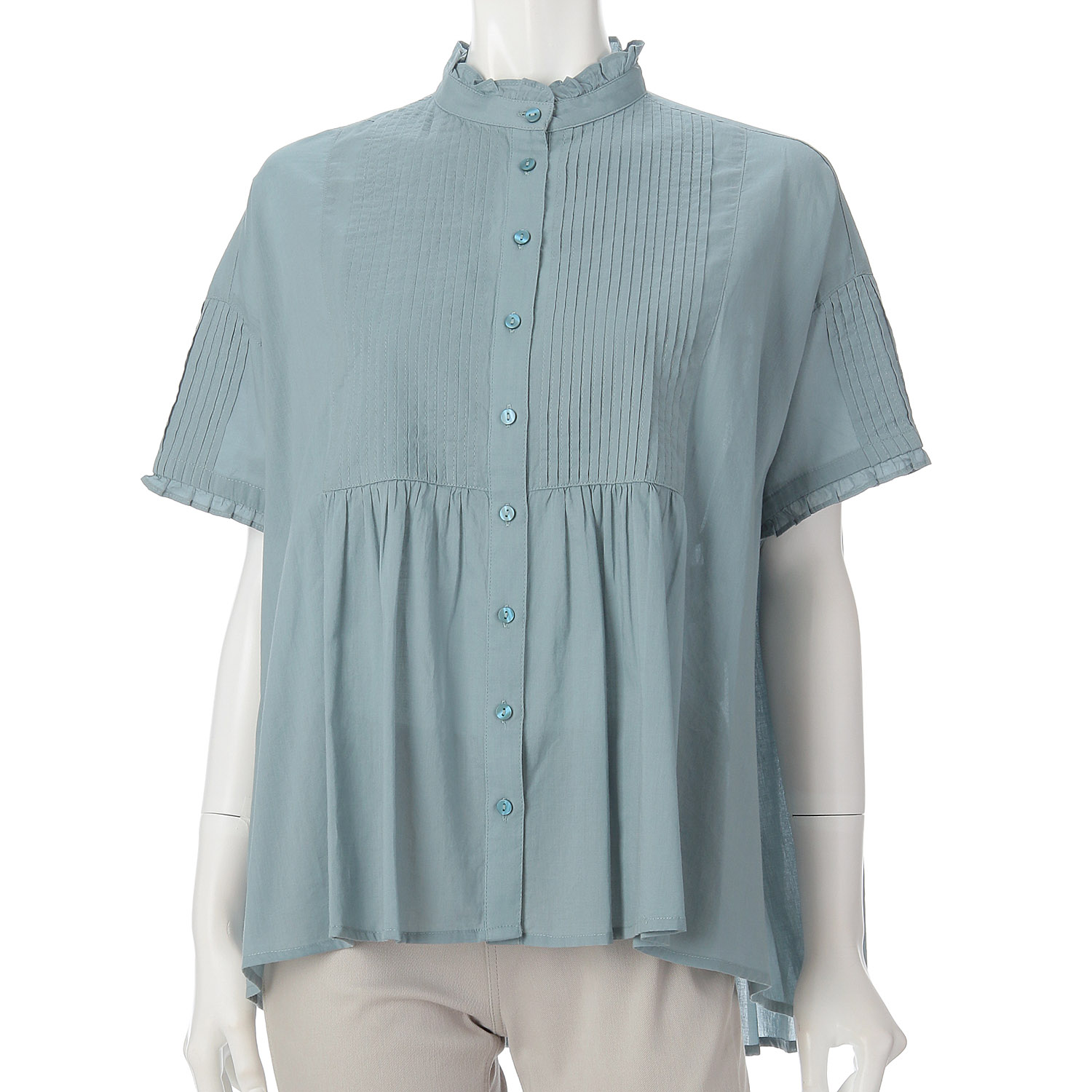 LAPIS ROUGEピンタック半袖ブラウス - 画像1