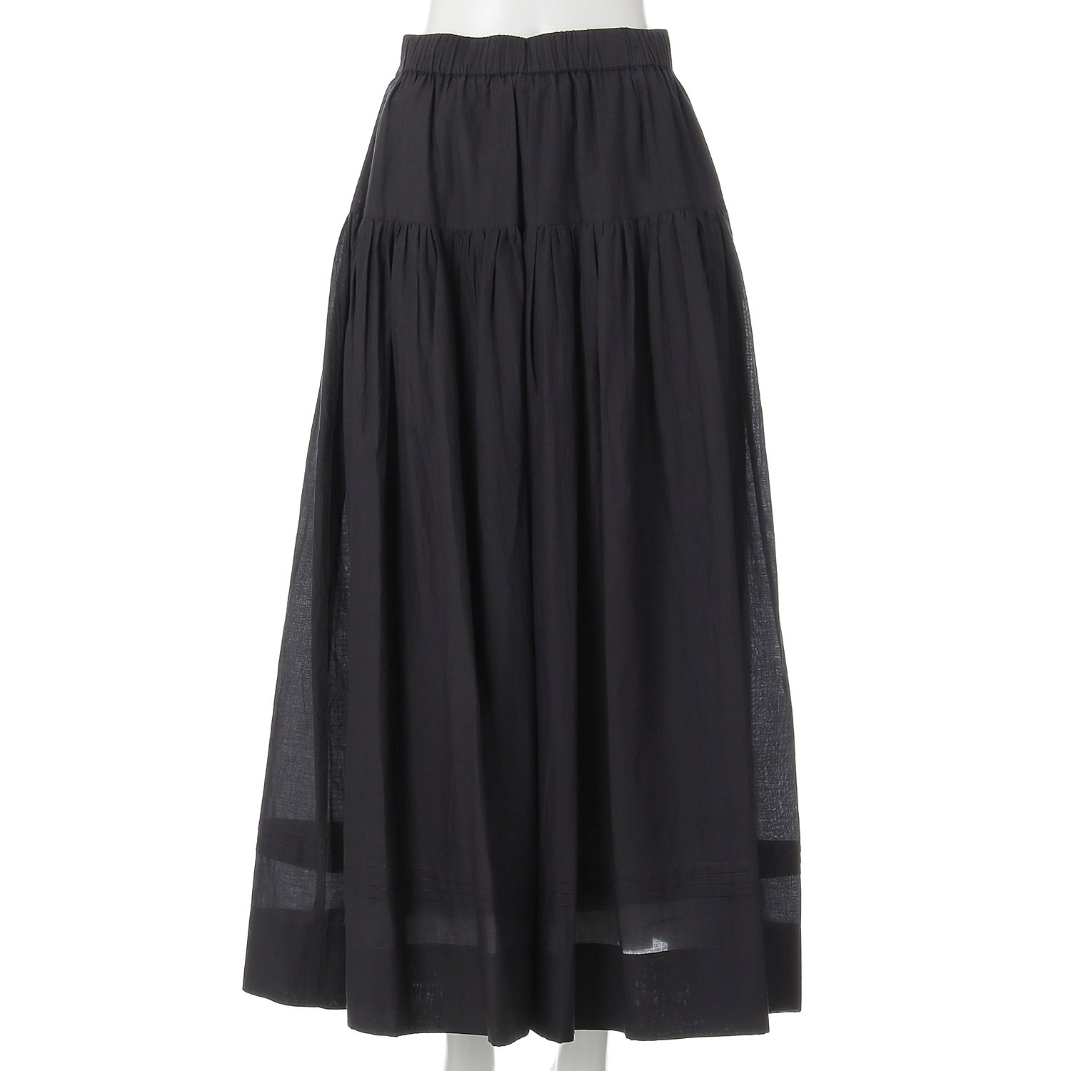 LAPIS ROUGE 無地裾ピンタックスカート - 画像2