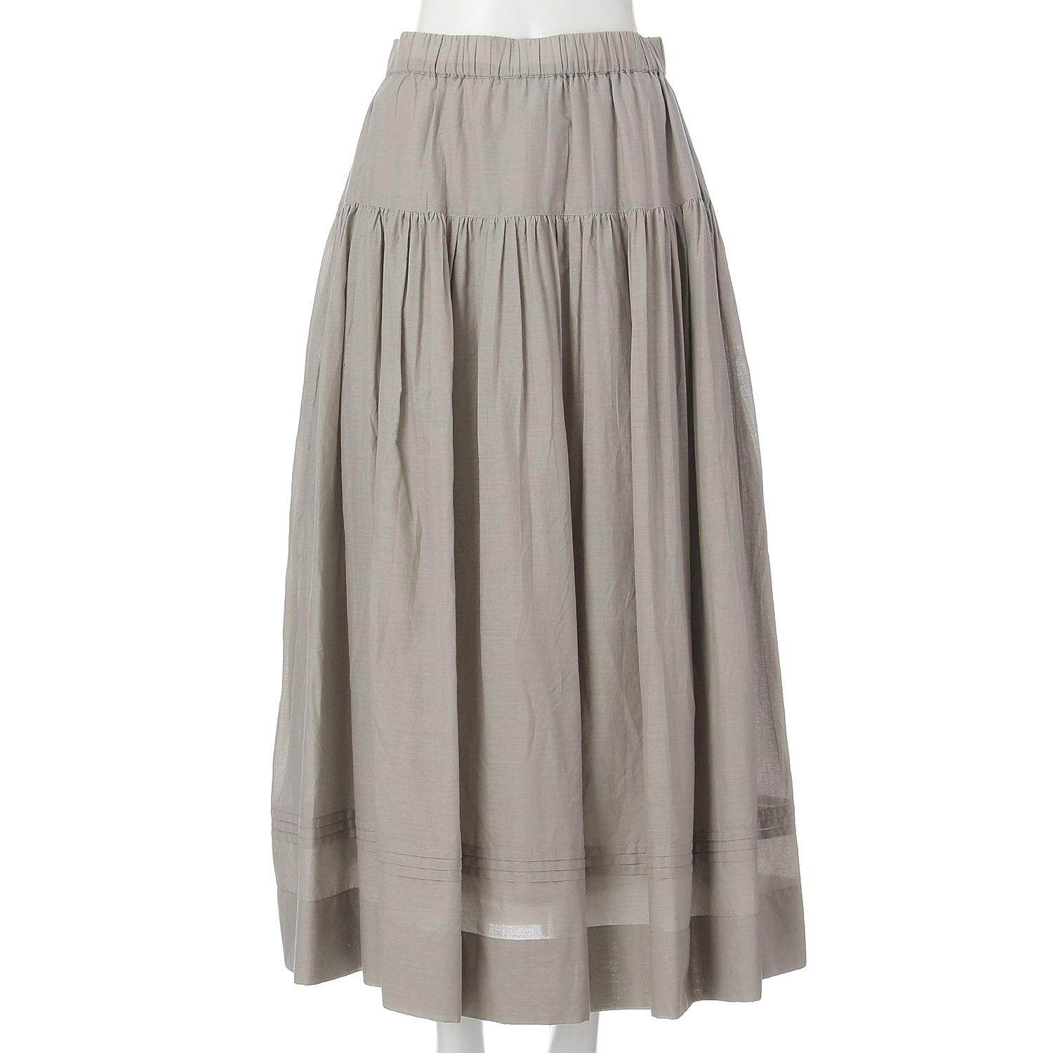 LAPIS ROUGE 無地裾ピンタックスカート - 画像1