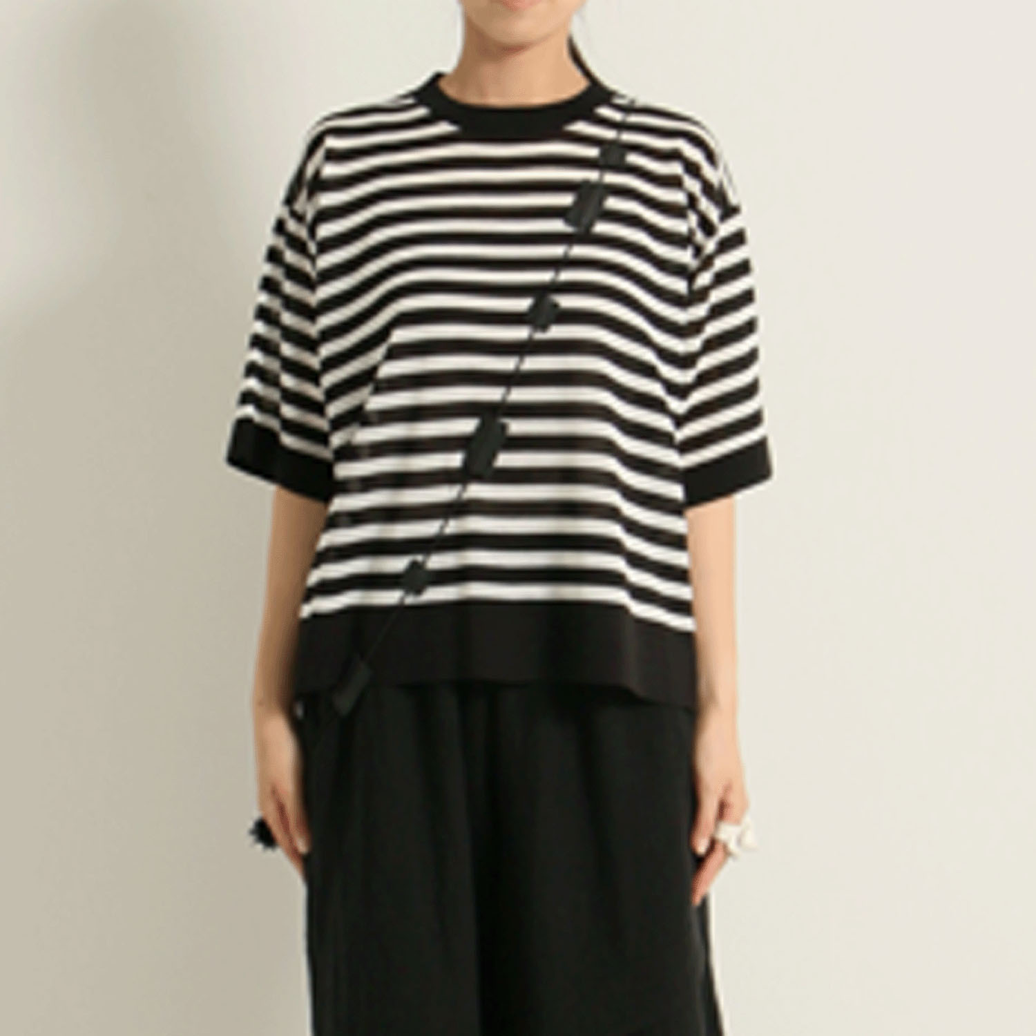 jalanjalan ボーダーニットブラウス - 画像6