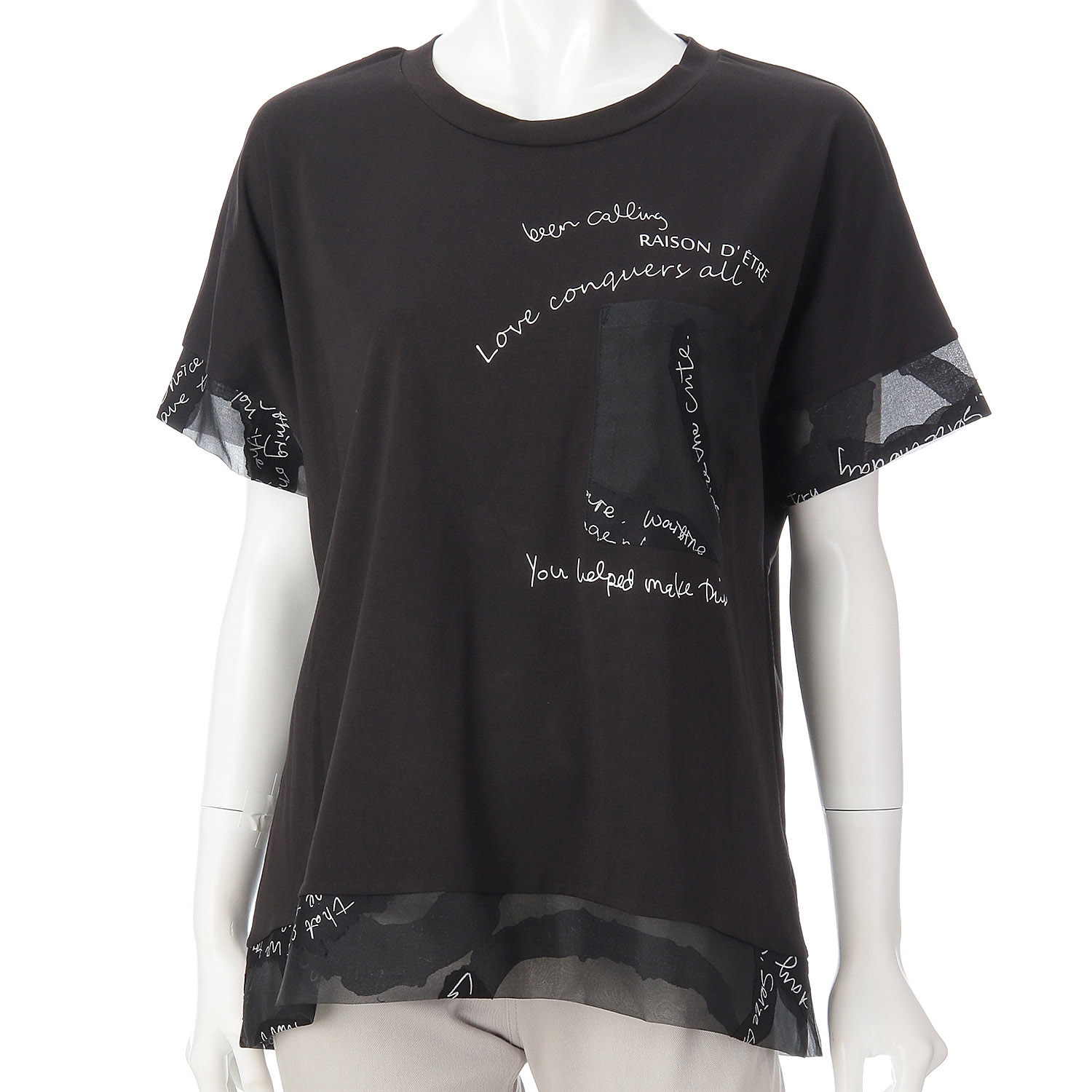 無地×英文字シアーチュニック - 画像2