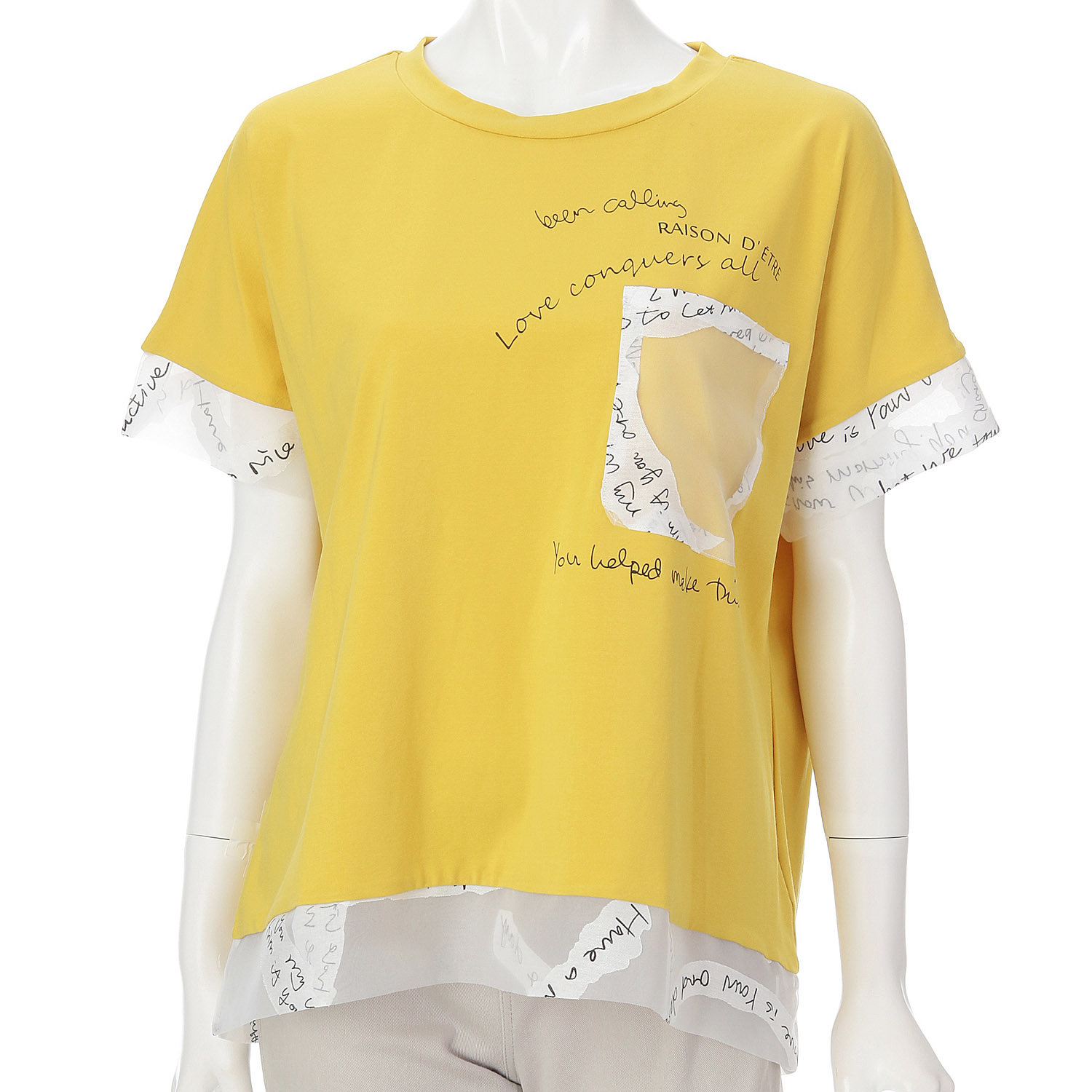 無地×英文字シアーチュニック