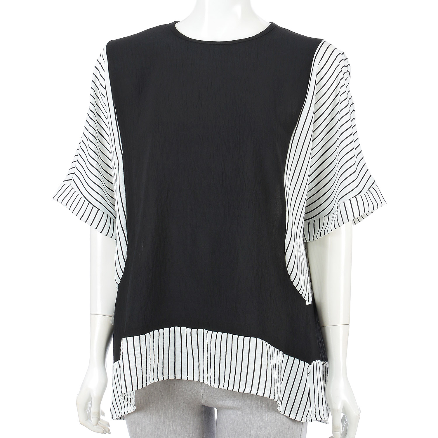 切替ストライプ柄チュニック