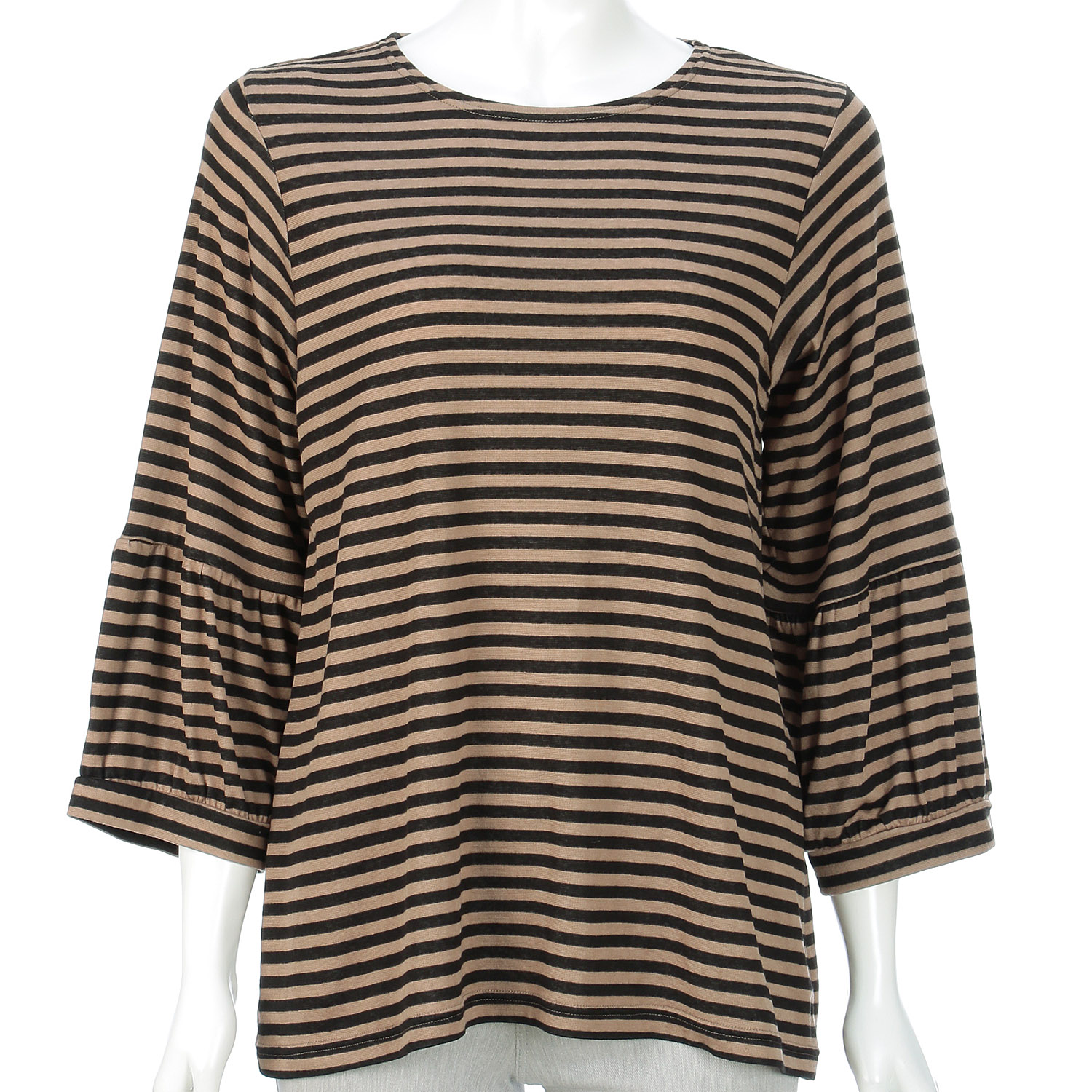 七分袖ボーダー袖ギャザー - 画像2