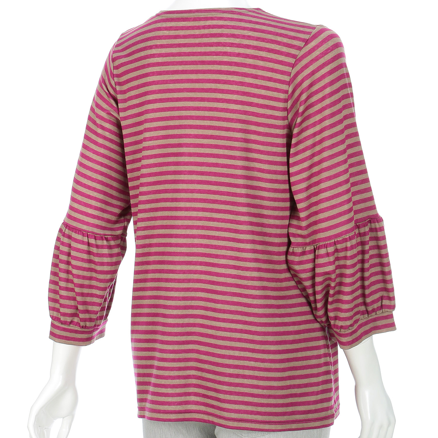 七分袖ボーダー袖ギャザー - 画像4