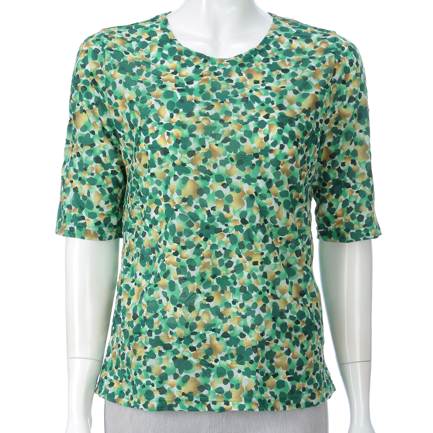 綿塩縮加工プリント丸首5分袖プルオーバー - 画像3