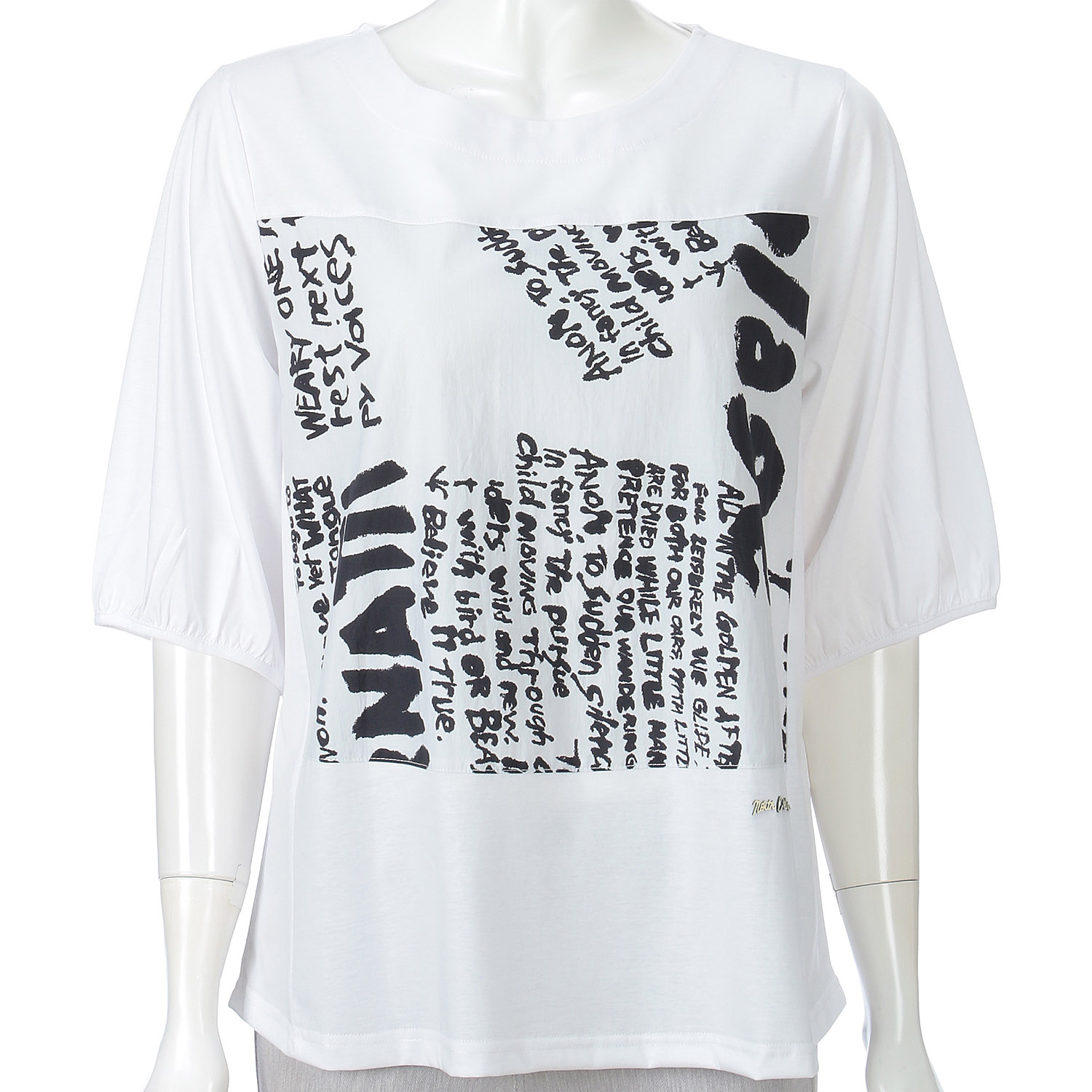 布帛プリント使い五分袖プルオーバー - 画像9