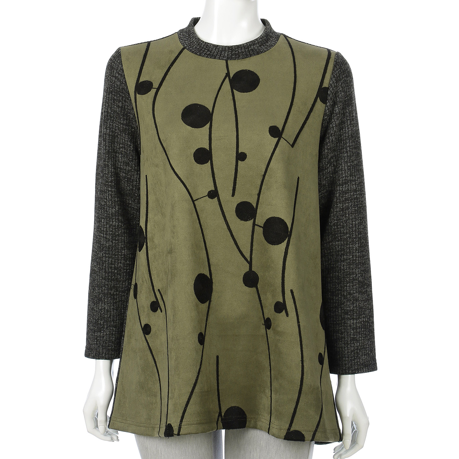 ストレッチスエード×リブ刺繍入りチュニック - 画像5