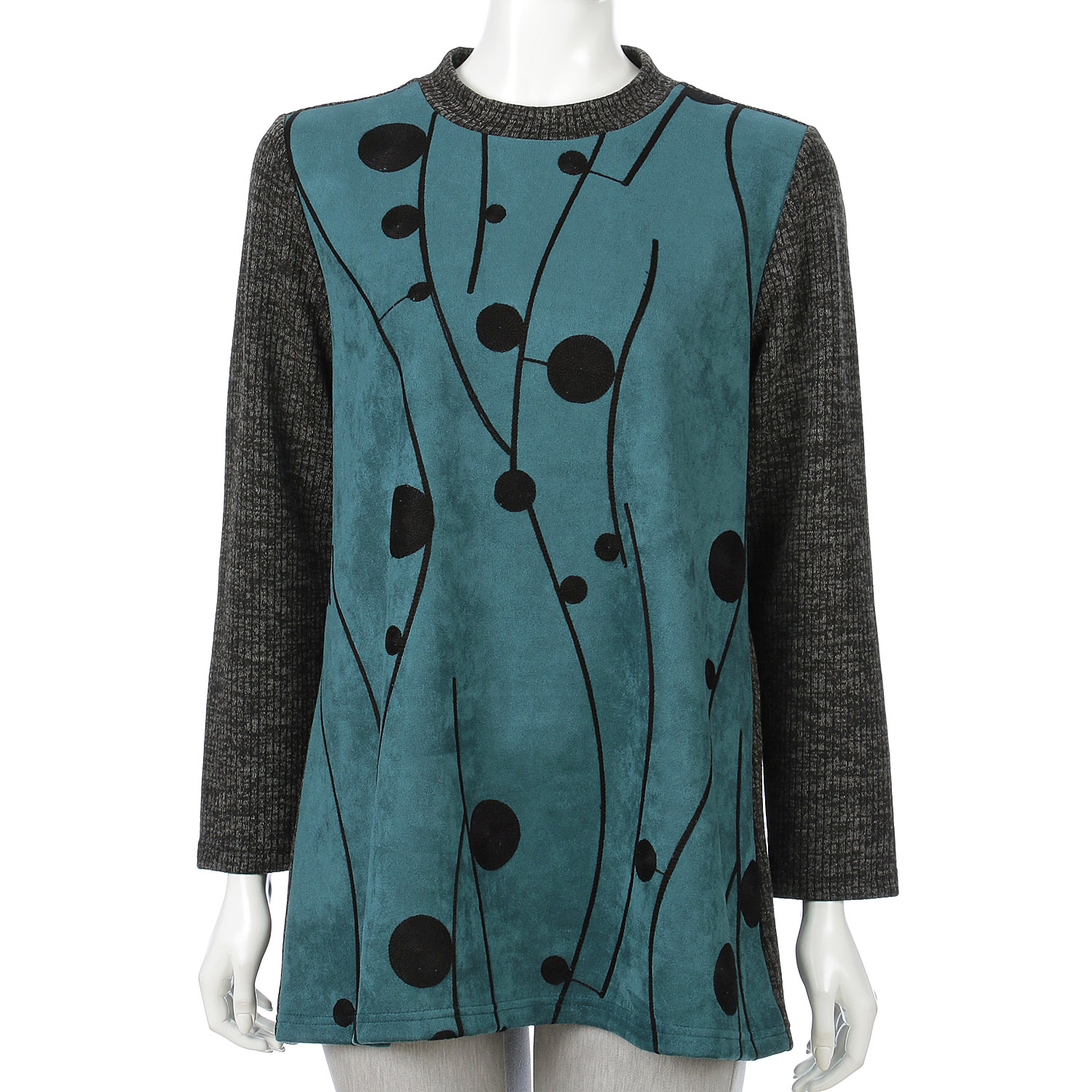 ストレッチスエード×リブ刺繍入りチュニック - 画像6