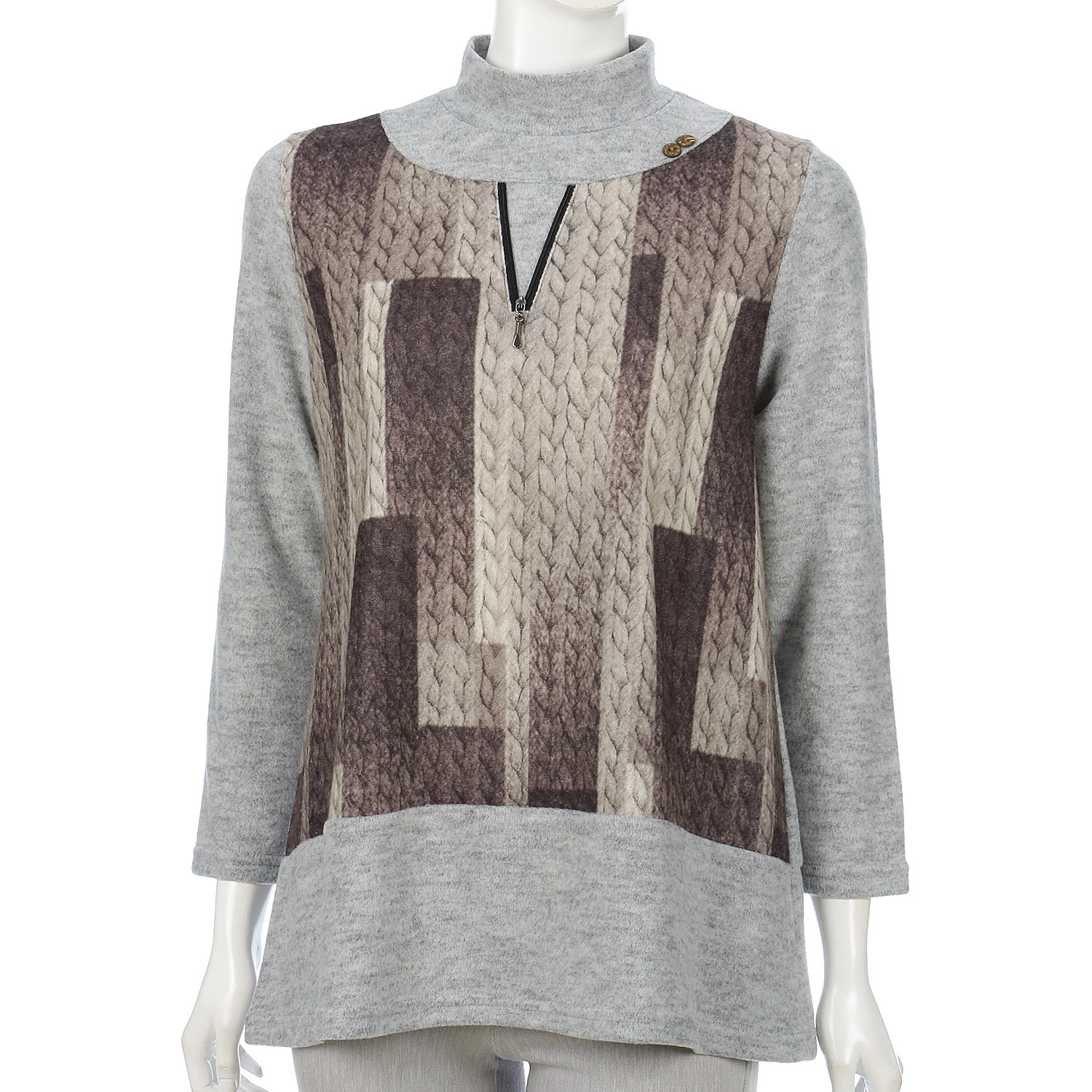 縄柄前ファスナーチュニック - 画像1