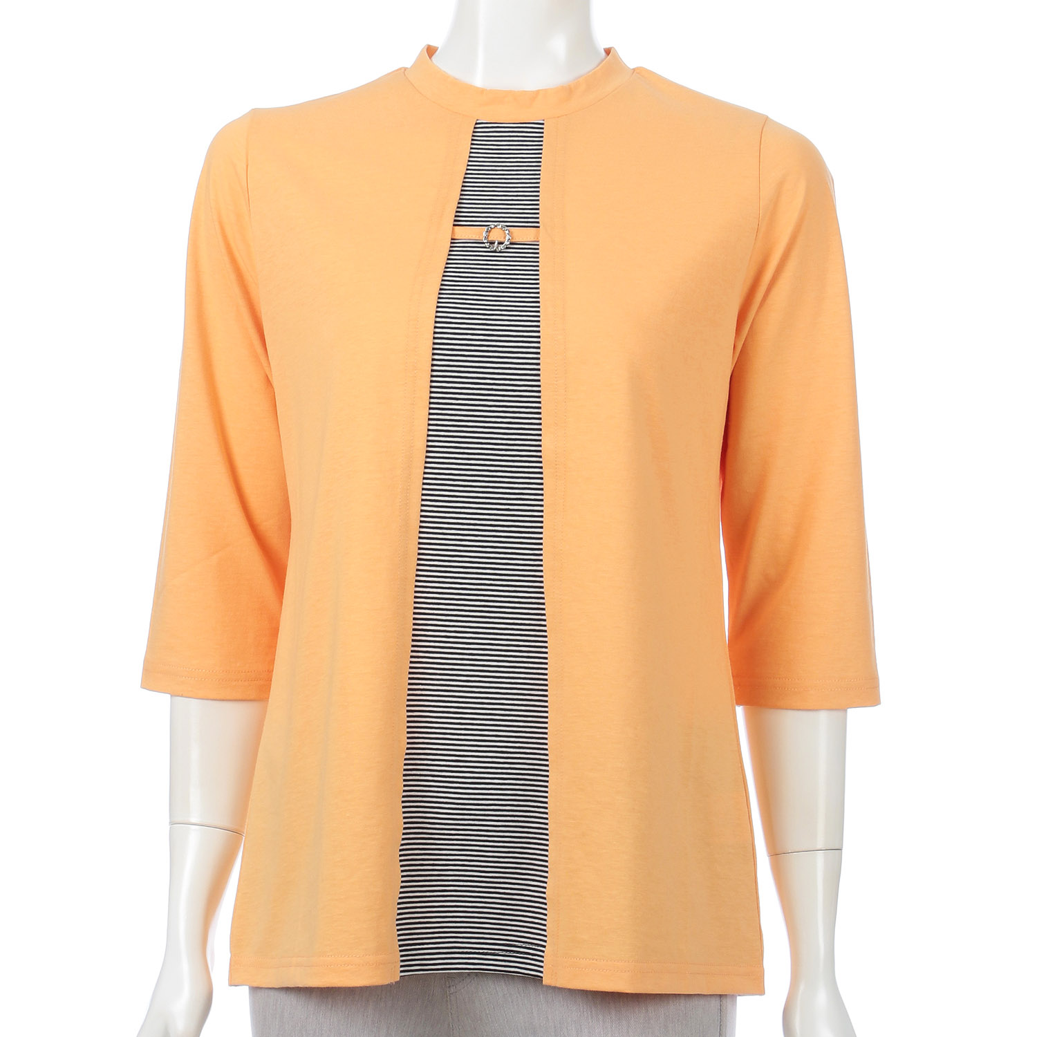 リング付きボーダー切り替えチュニック - 画像1