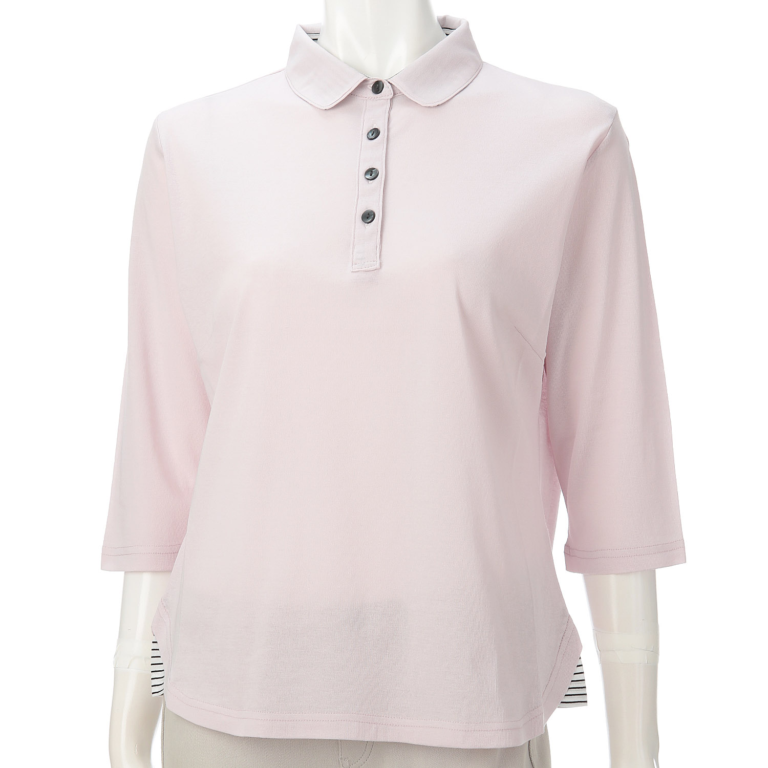 ボーダー使い襟付き7分袖プルオーバー - 画像4