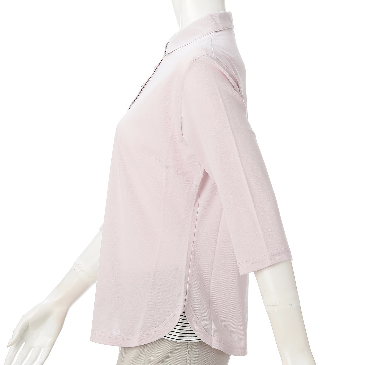 ボーダー使い襟付き7分袖プルオーバー - 画像5