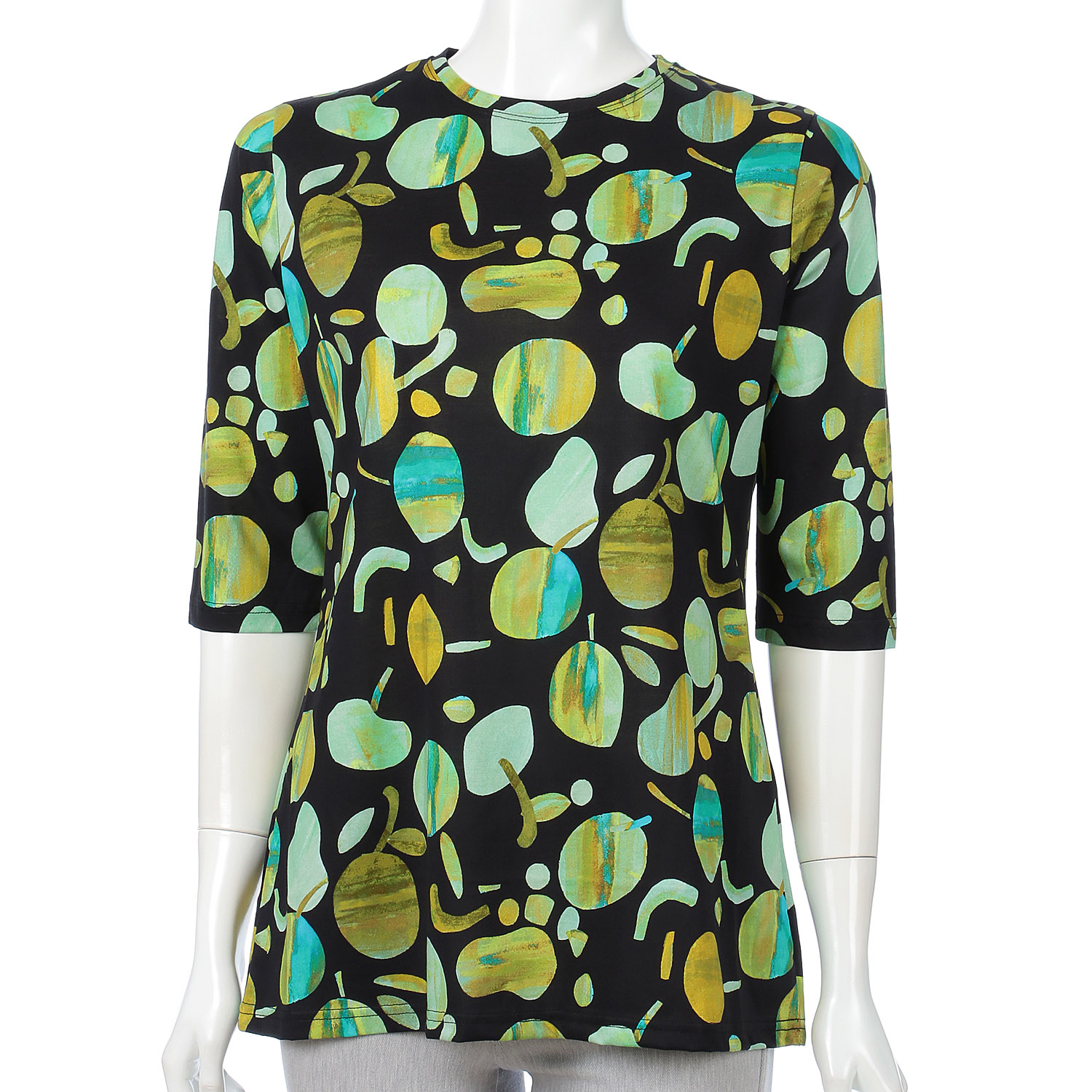 Wシルケット天竺ドット柄チュニック6分袖 - 画像2