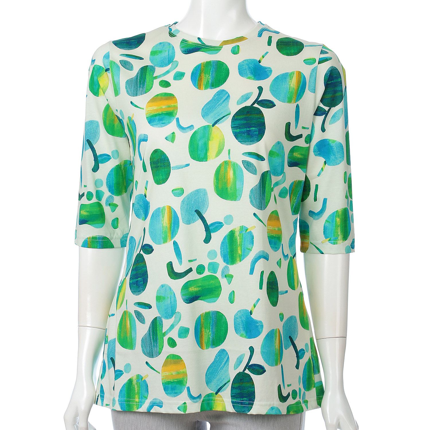 Wシルケット天竺ドット柄チュニック6分袖 - 画像1