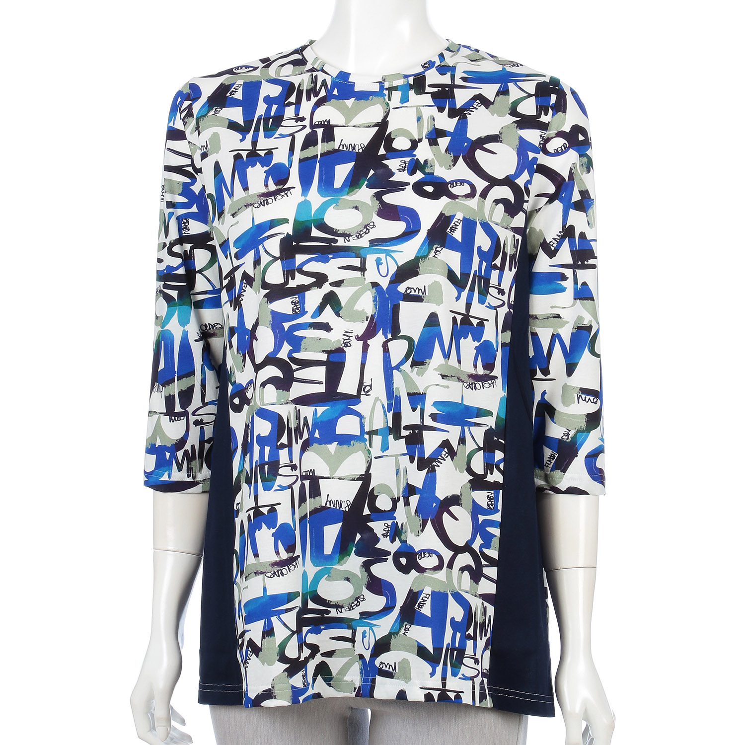 Wシルケット天竺ロゴ柄チュニック7分袖 - 画像2