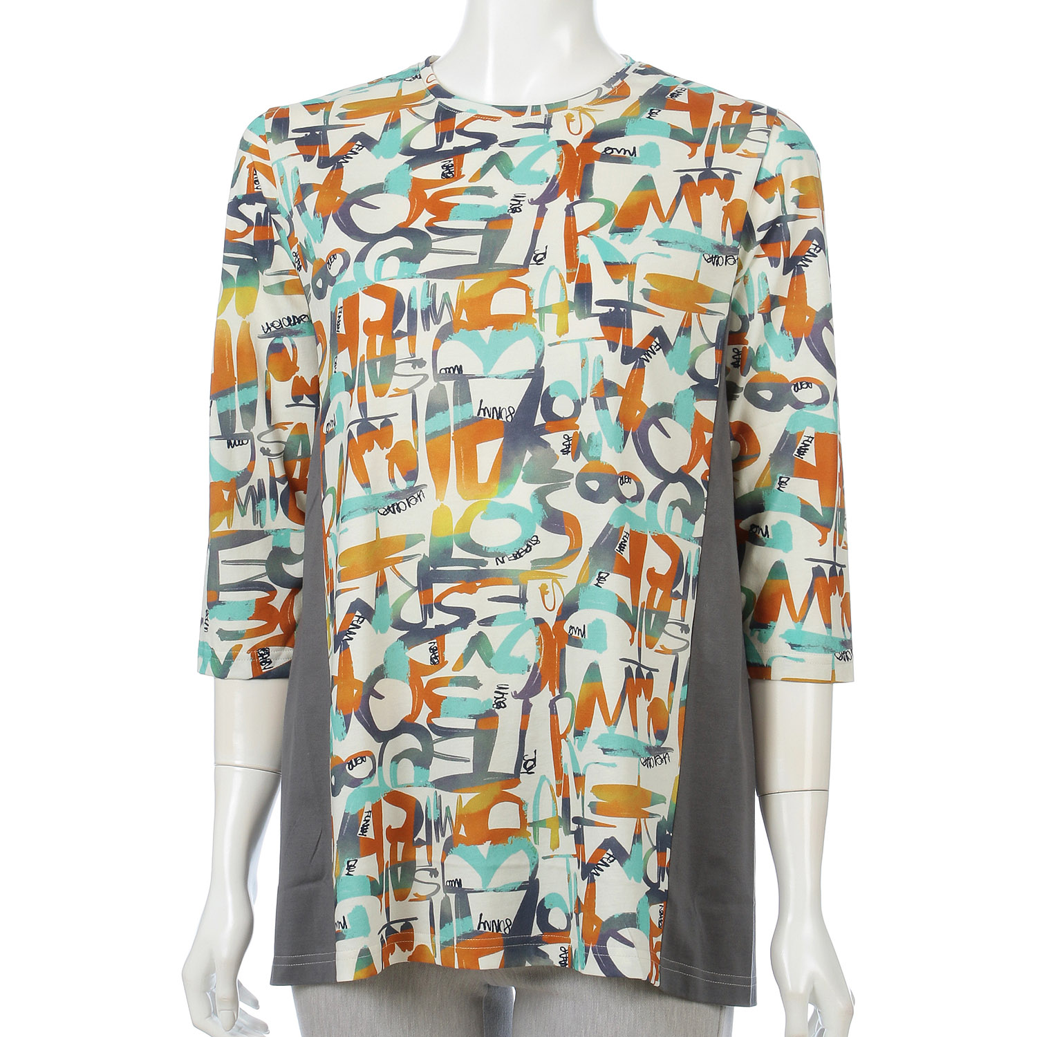 Wシルケット天竺ロゴ柄チュニック7分袖 - 画像3