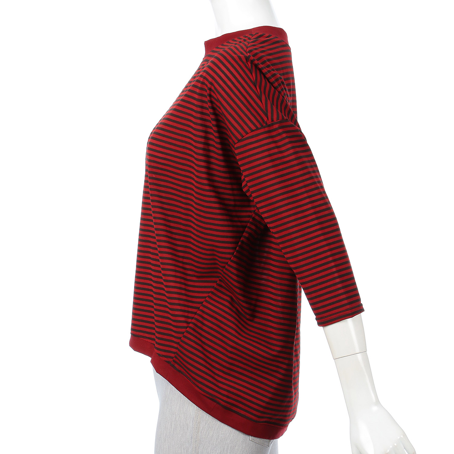 ボーダードロップショルダー七分袖プルオーバー - 画像5