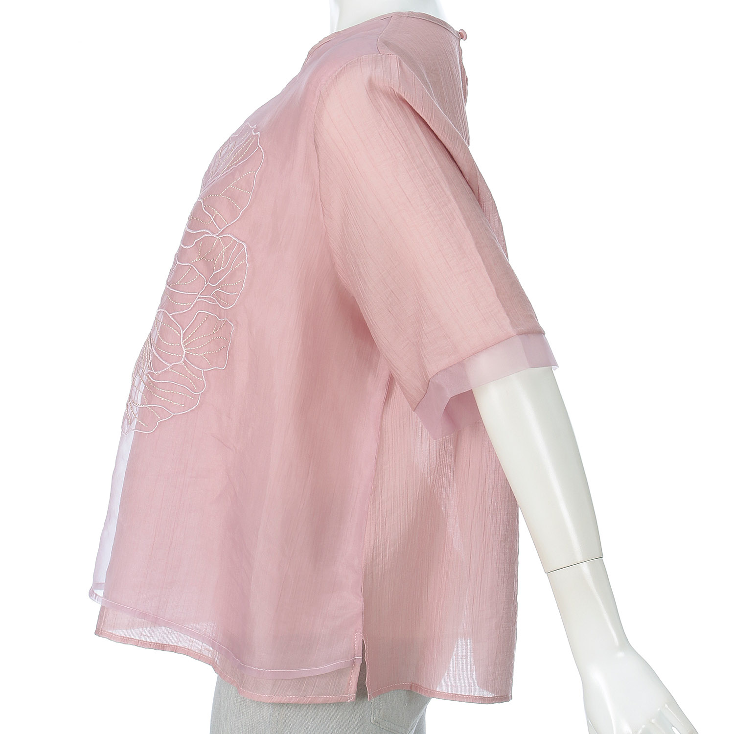 花柄刺繍シフォンチュニック - 画像4