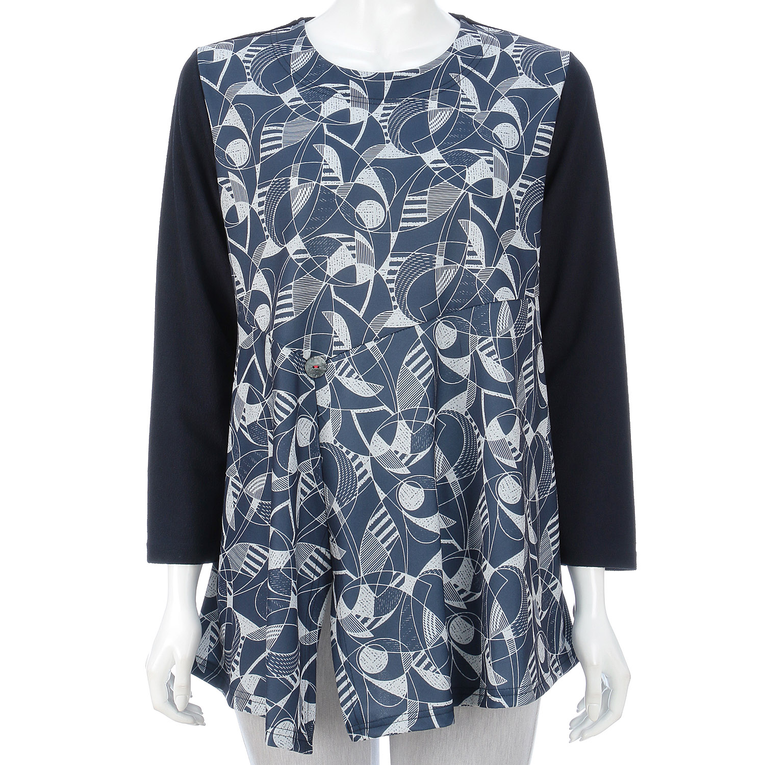 切替プリントボタン付チュニック - 画像3