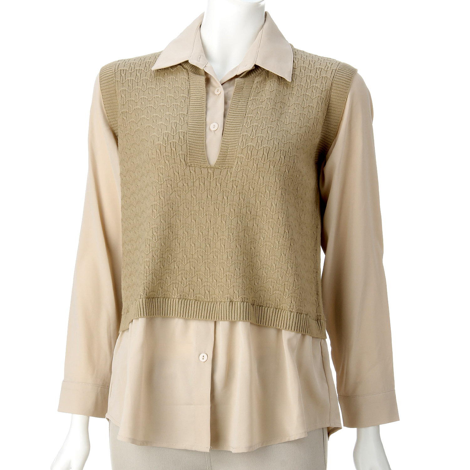 重ね着風襟付きチュニック - 画像3