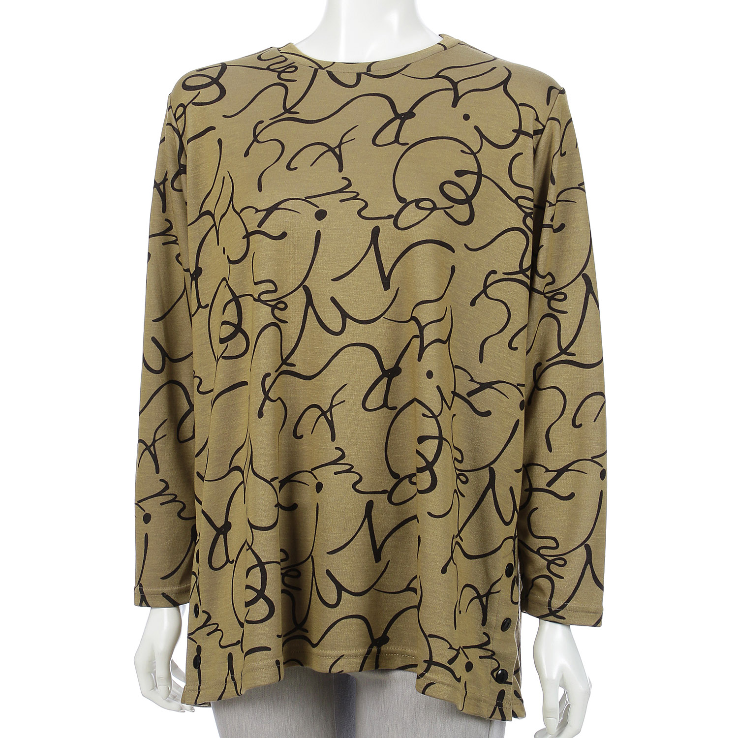 チビハイ脇釦付きプリントチュニック - 画像3