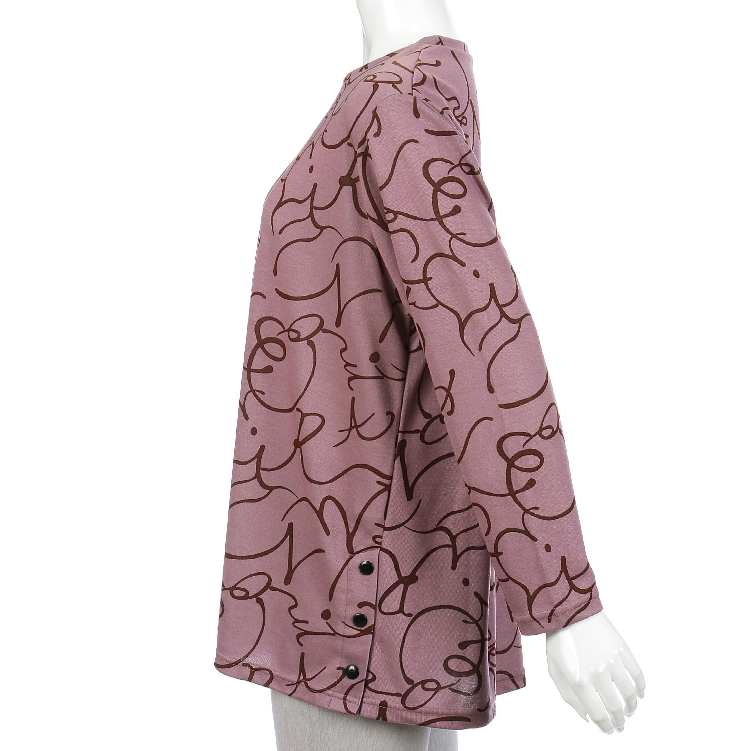 チビハイ脇釦付きプリントチュニック - 画像5