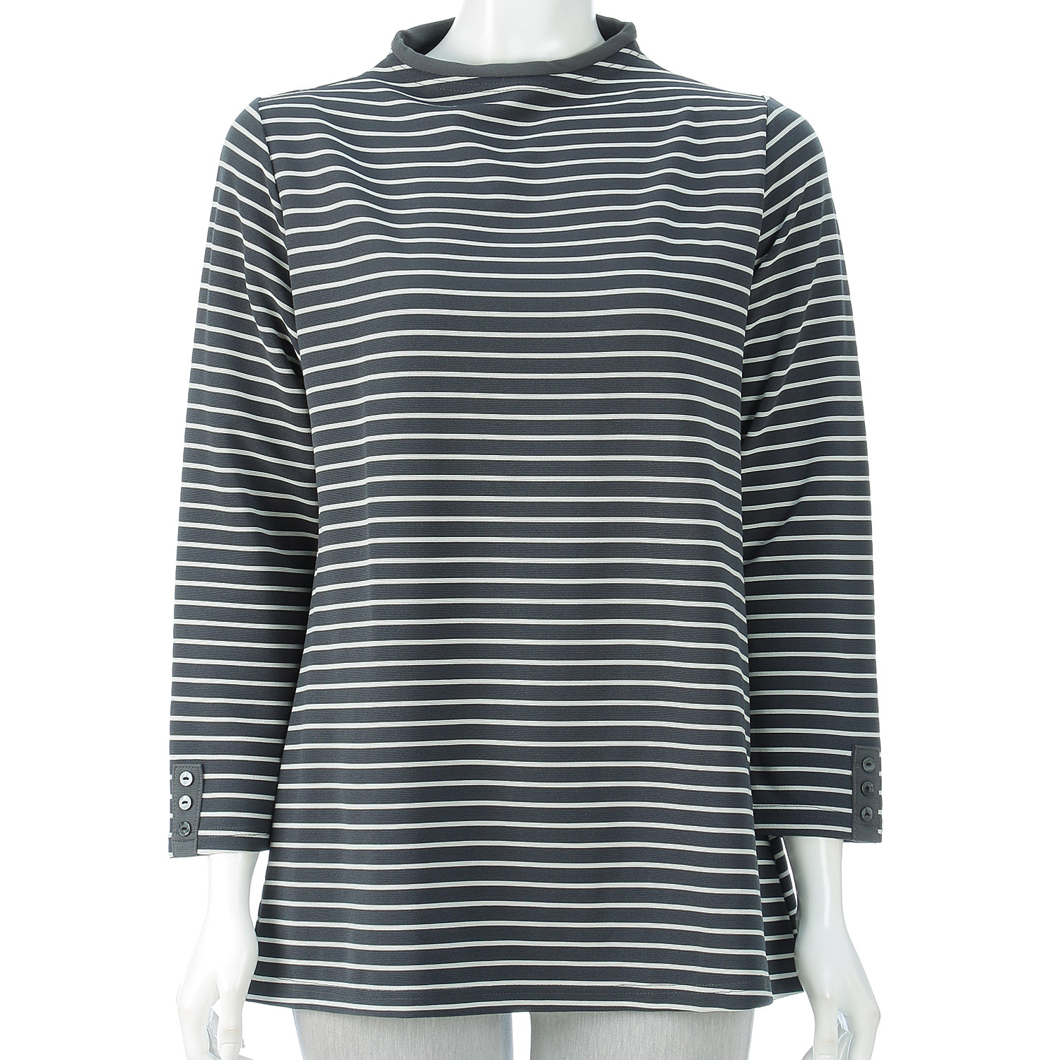 ボーダー柄ボトルネックチュニック - 画像4