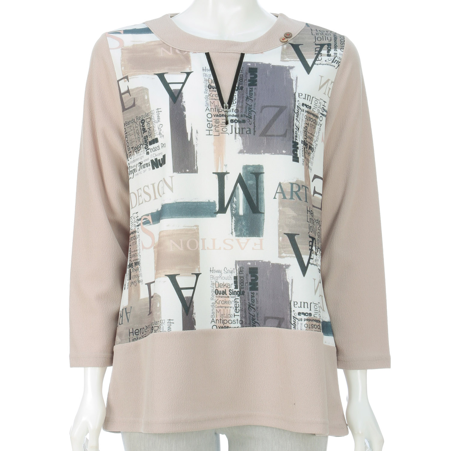 ファスナー付きプリントチュニック