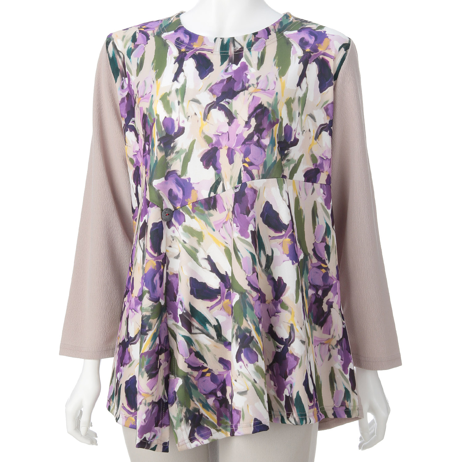 LLサイズ 前身プリントボタン付きチュニック - 画像1