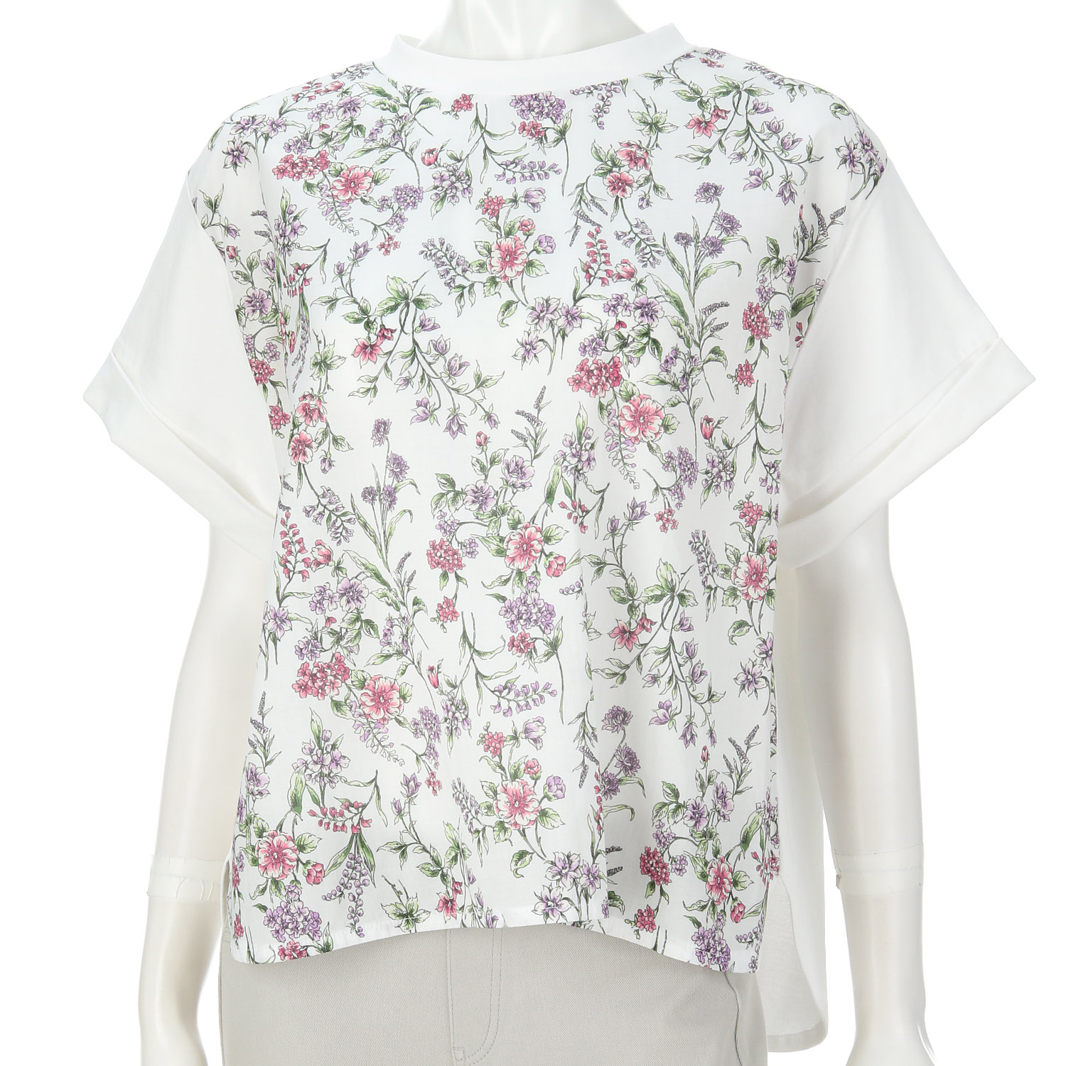 カットソー切替花柄チュニック - 画像3