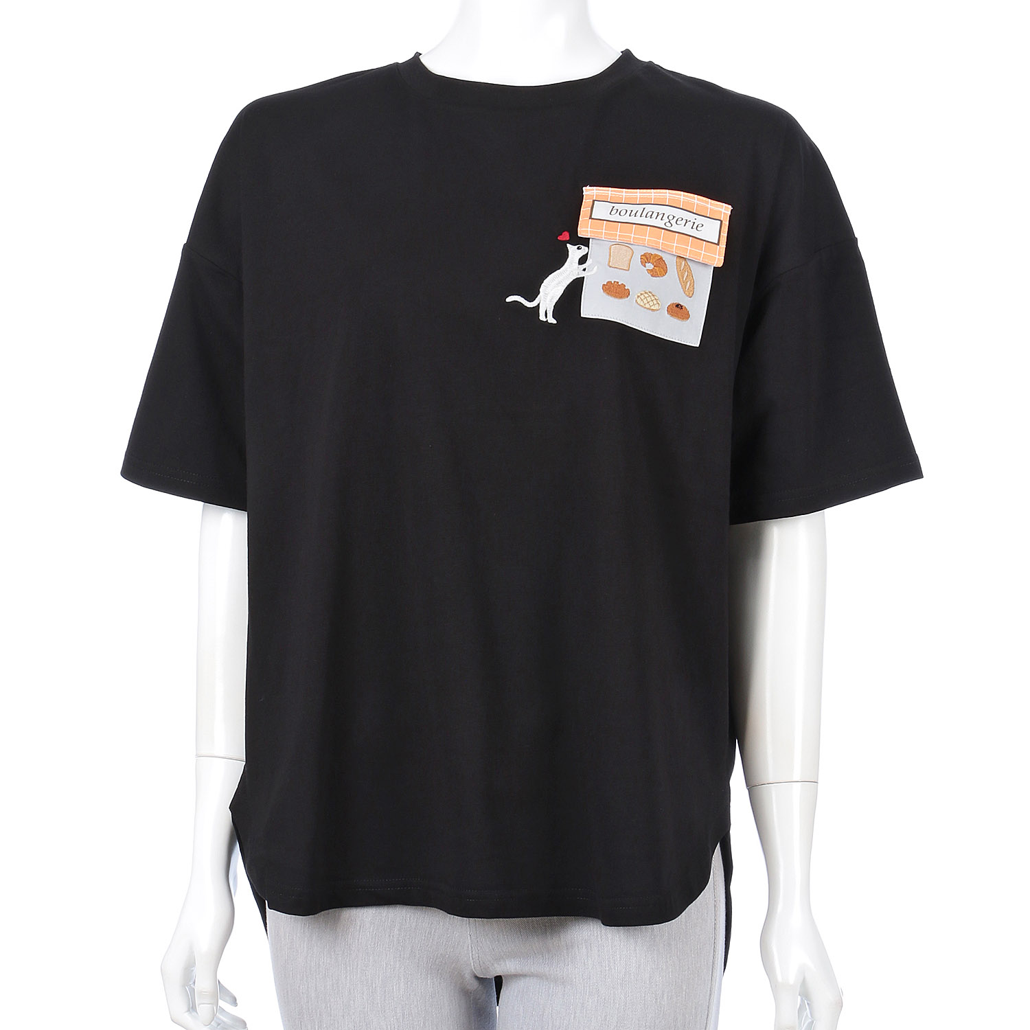 Myauris ネコ刺繍半袖Tシャツ - 画像2