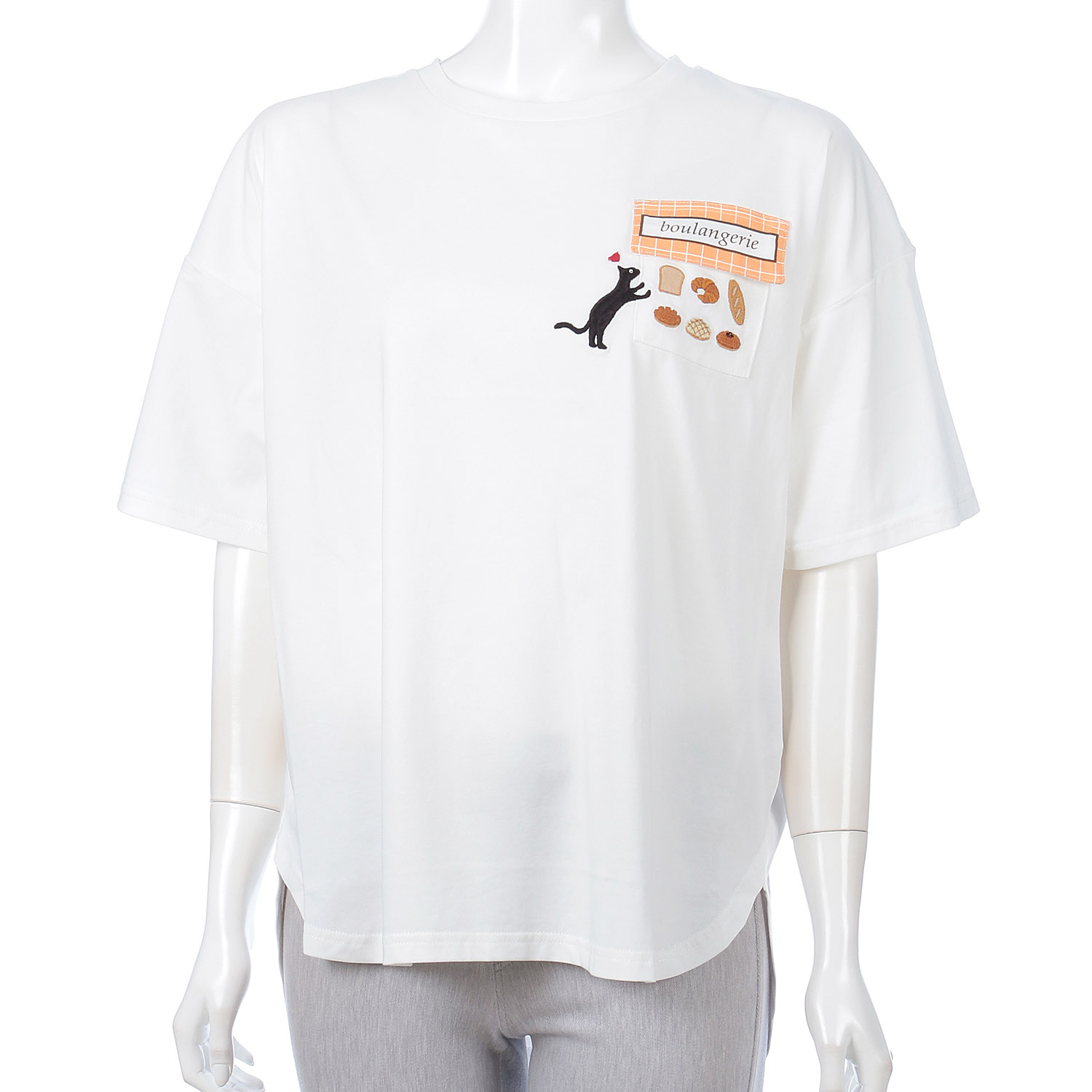 Myauris ネコ刺繍半袖Tシャツ - 画像3